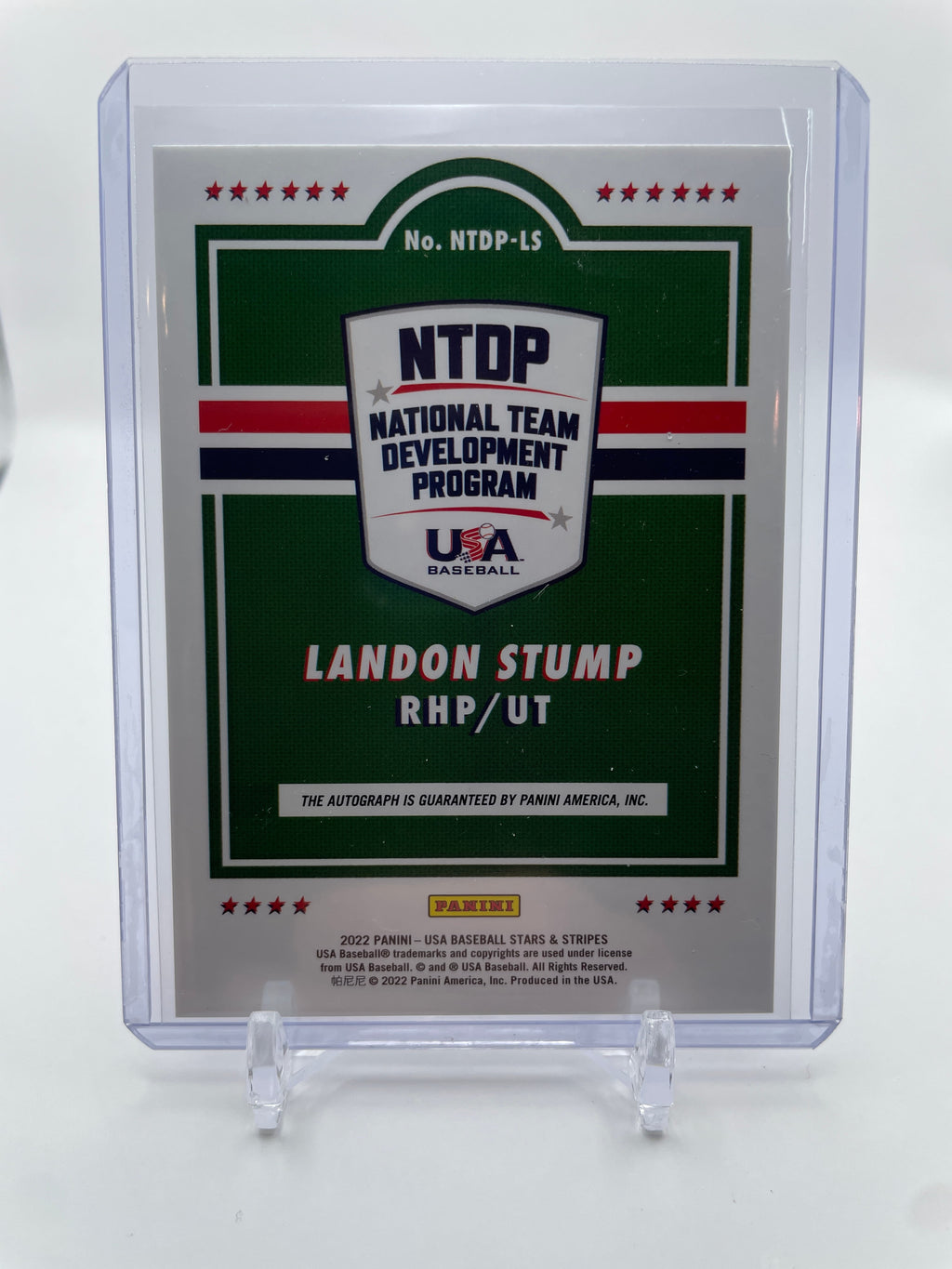 2022 Panini Stars & Stripes Landon Stump Prospect Auto /50 #NTDP-LS