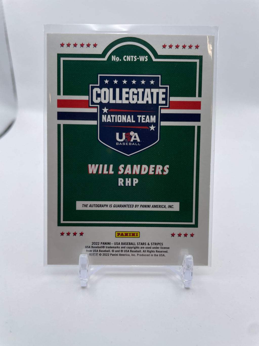 2022 Panini Stars & Stripes Will Sanders Prospect Auto /399
