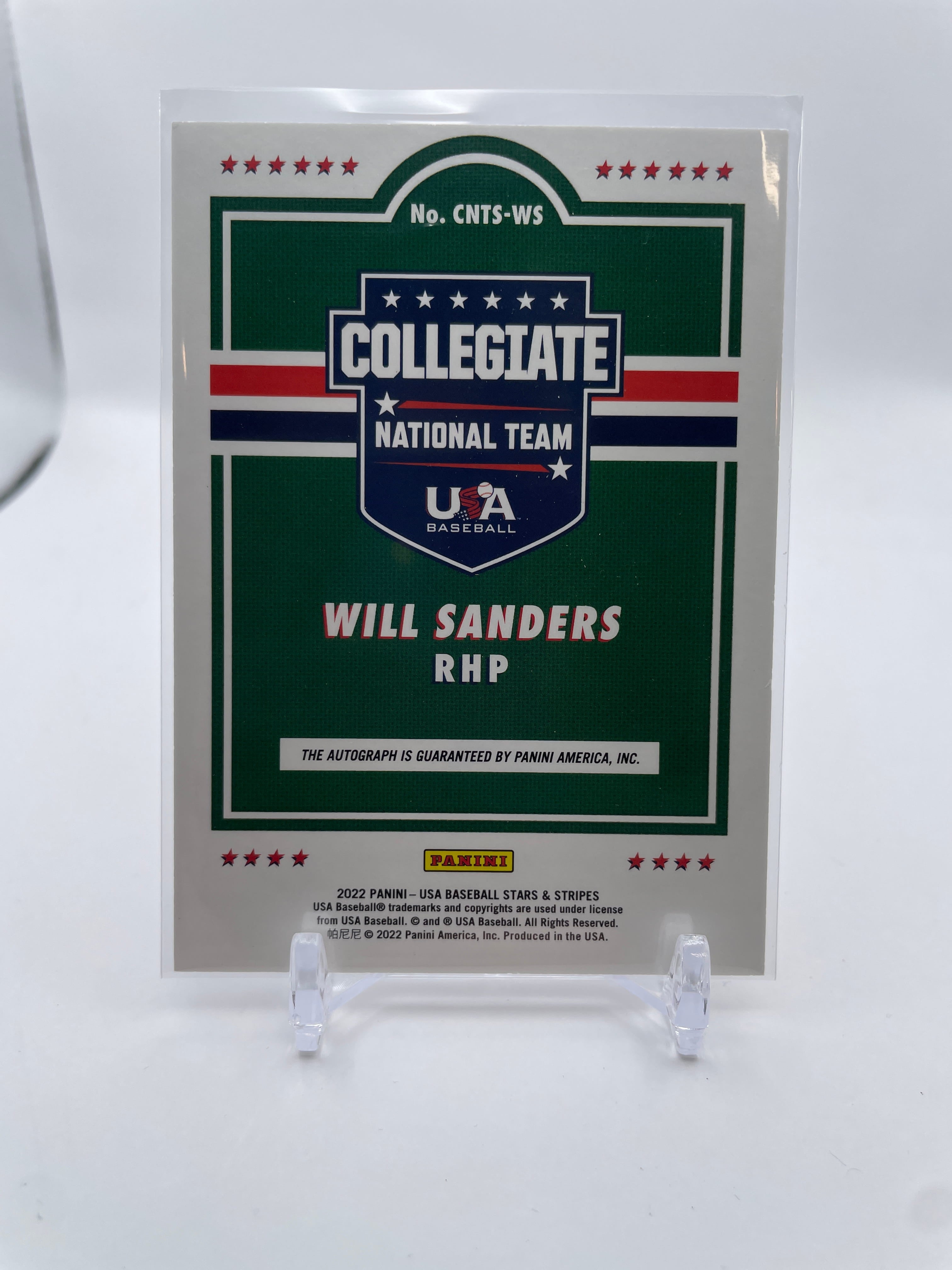 2022 Panini Stars & Stripes Will Sanders Prospect Auto /399