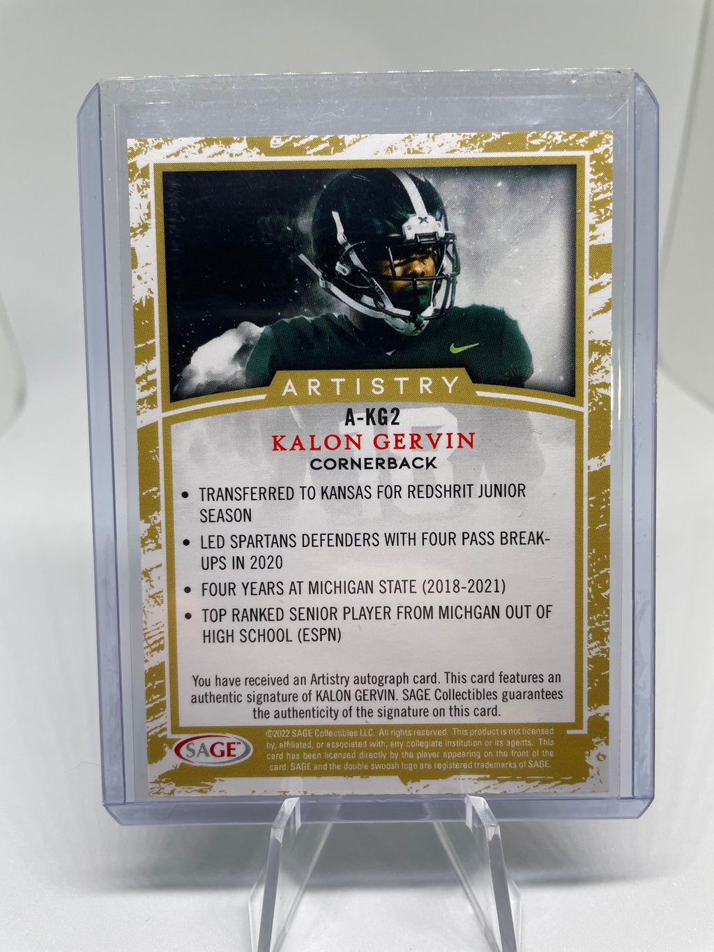 2022 Sage Artistry Kalon Gervin Rookie Auto