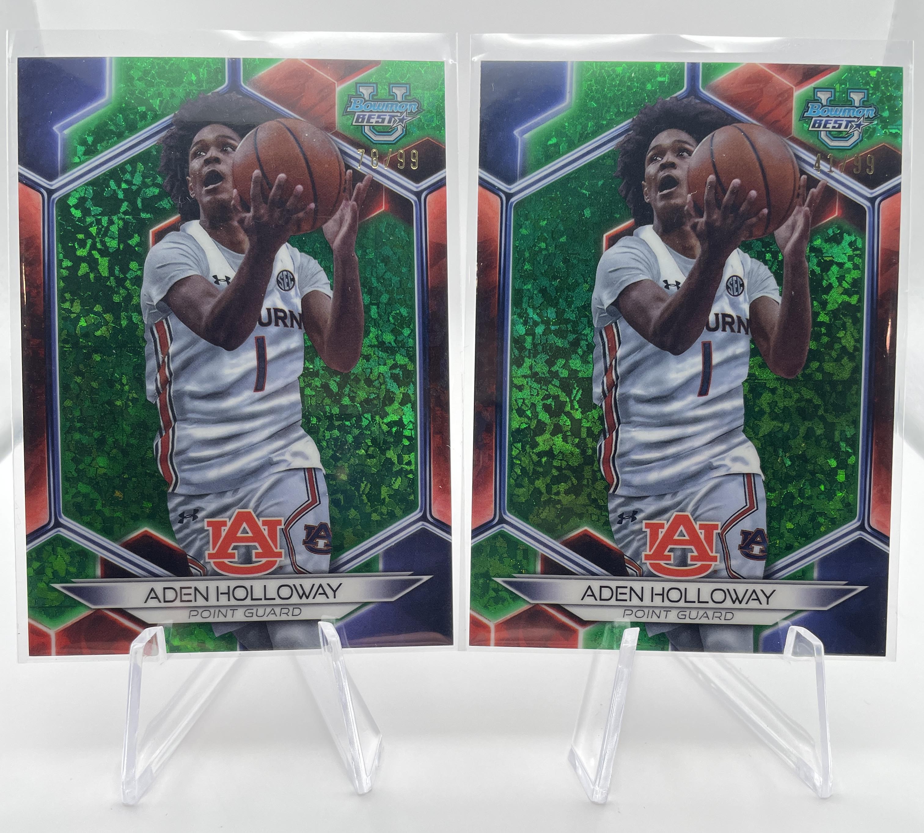 2023-24 Bowman U Best Aden Holloway Yellow /75 + Green /99 + Gold /50 Set (x19)