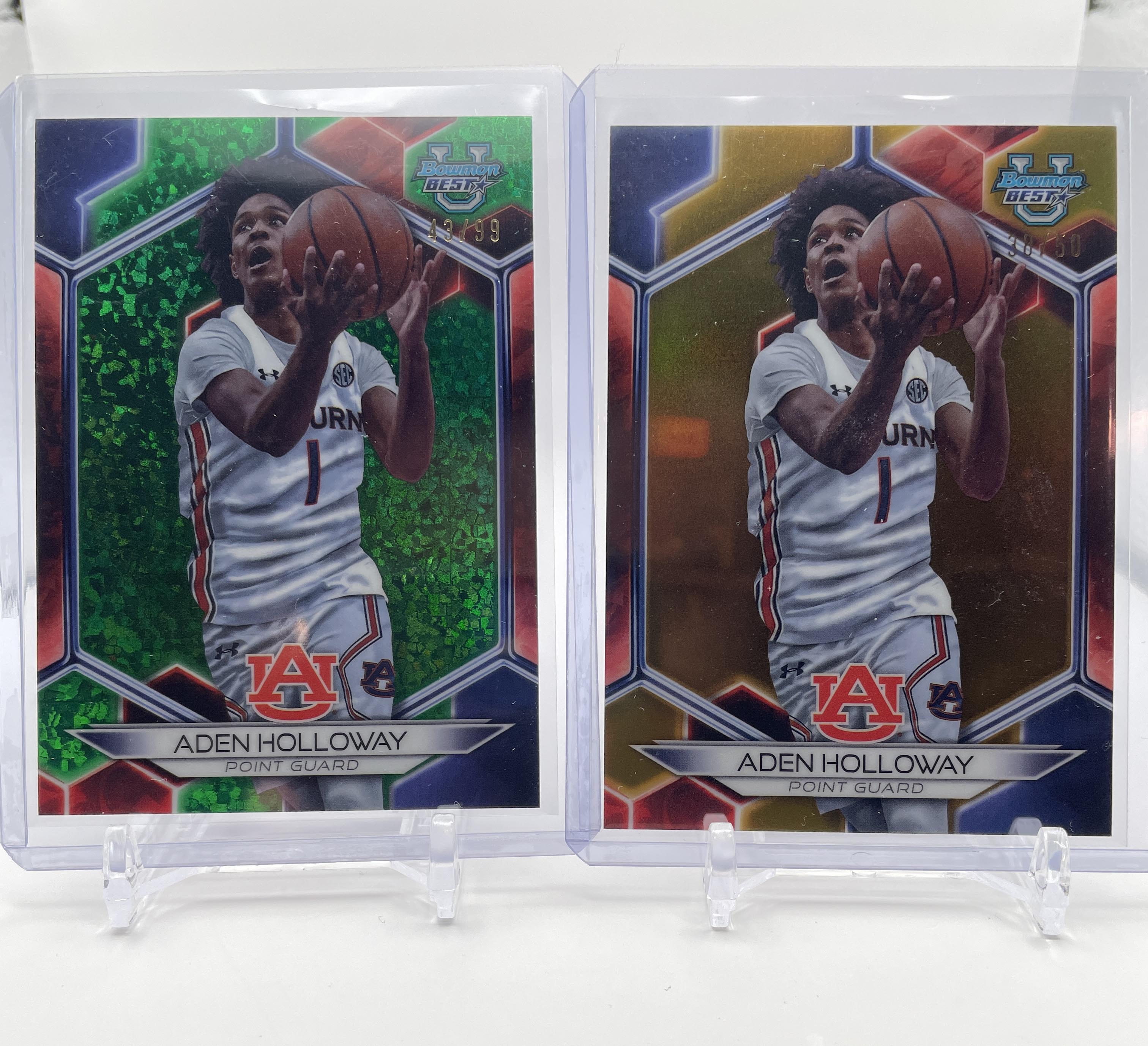 2023-24 Bowman U Best Aden Holloway Yellow /75 + Green /99 + Gold /50 Set (x19)