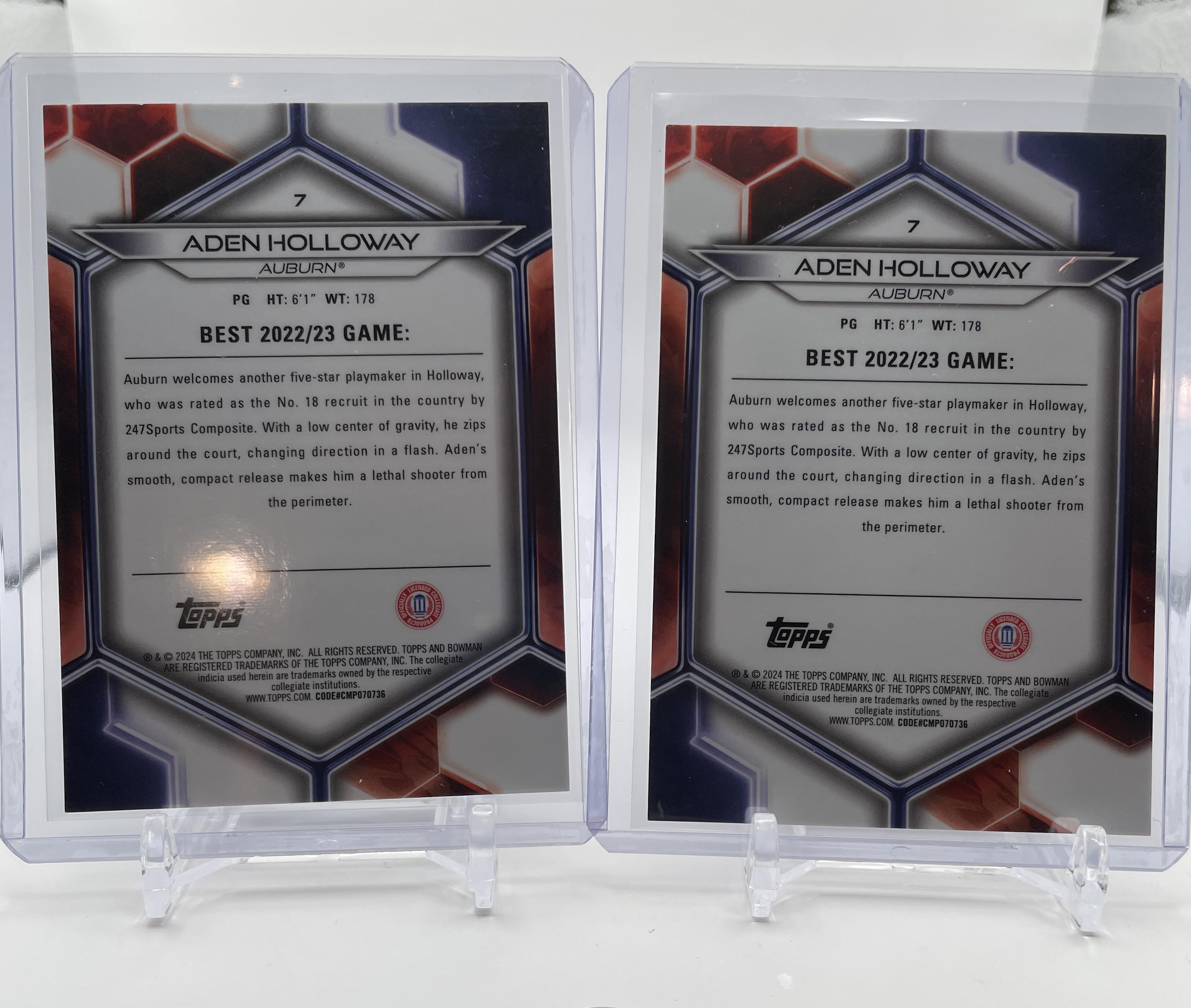 2023-24 Bowman U Best Aden Holloway Yellow /75 + Green /99 + Gold /50 Set (x19)