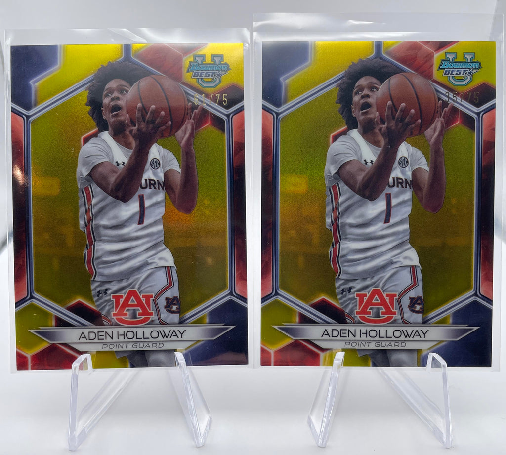 2023-24 Bowman U Best Aden Holloway Yellow /75 + Green /99 + Gold /50 Set (x19)