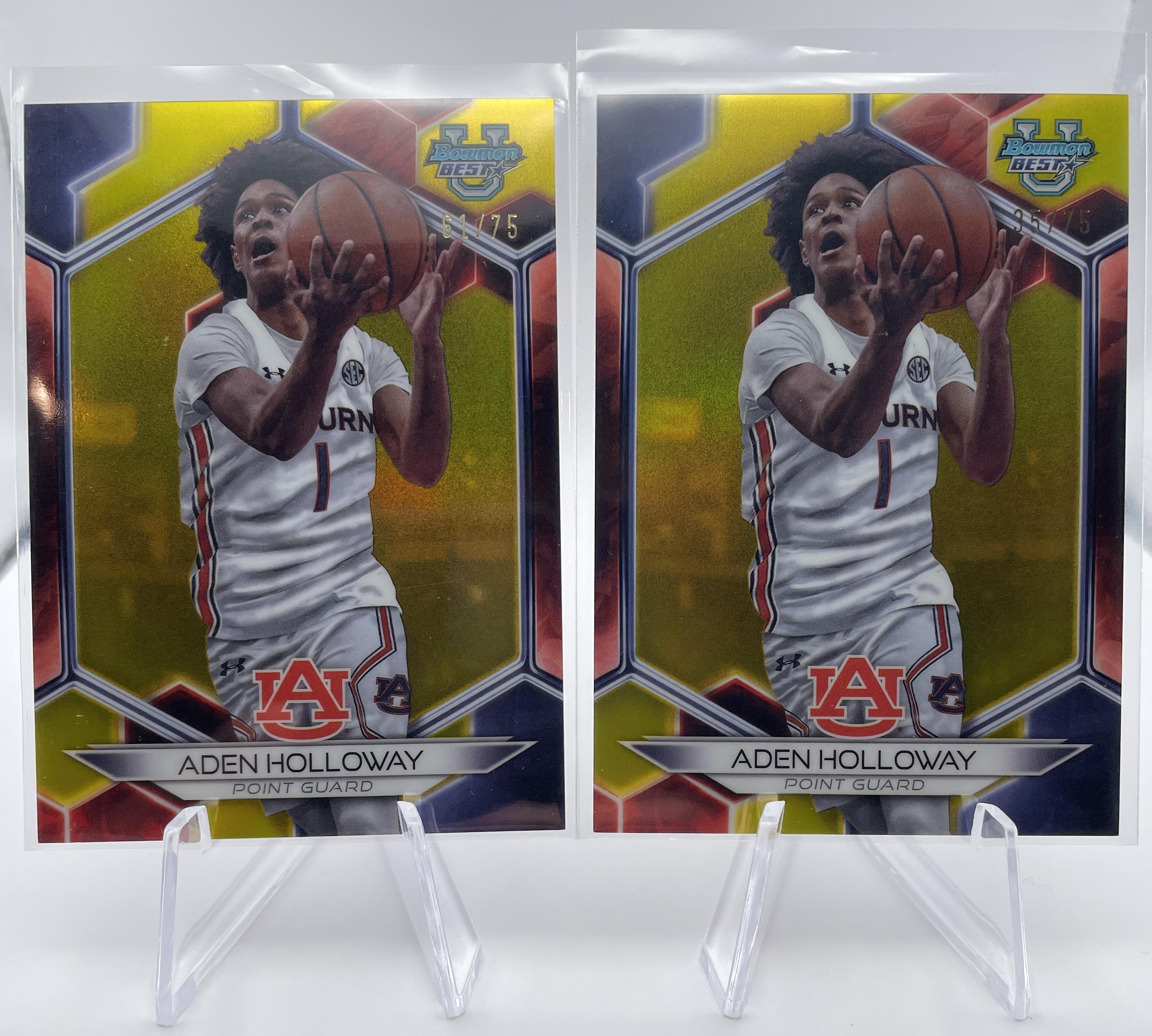 2023-24 Bowman U Best Aden Holloway Yellow /75 + Green /99 + Gold /50 Set (x19)