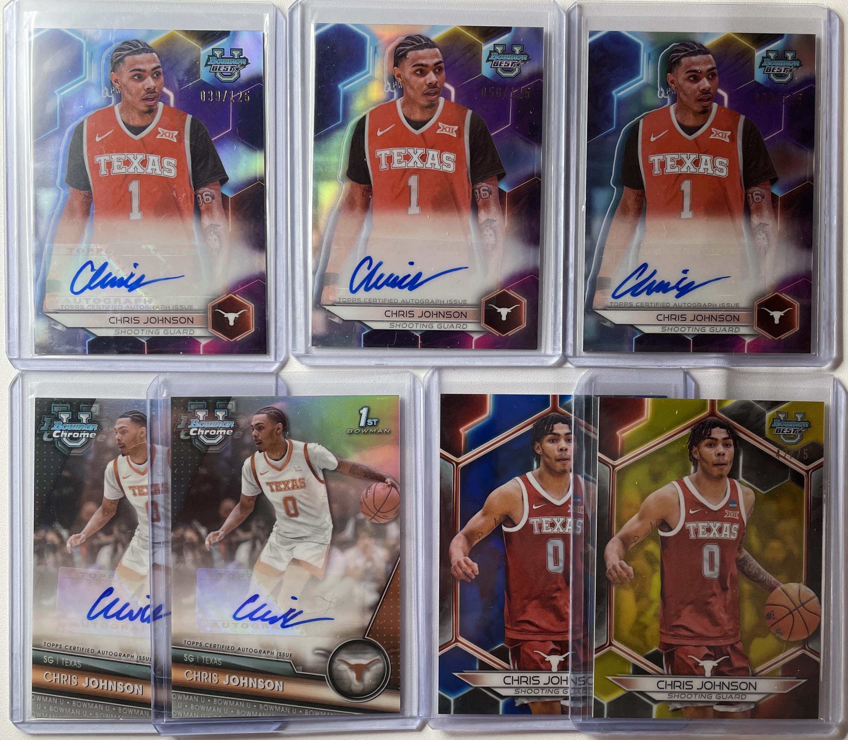 2023-24 Bowman U Best Chris Johnson Refractor Auto /125 + Chrome Auto /250 (x7)