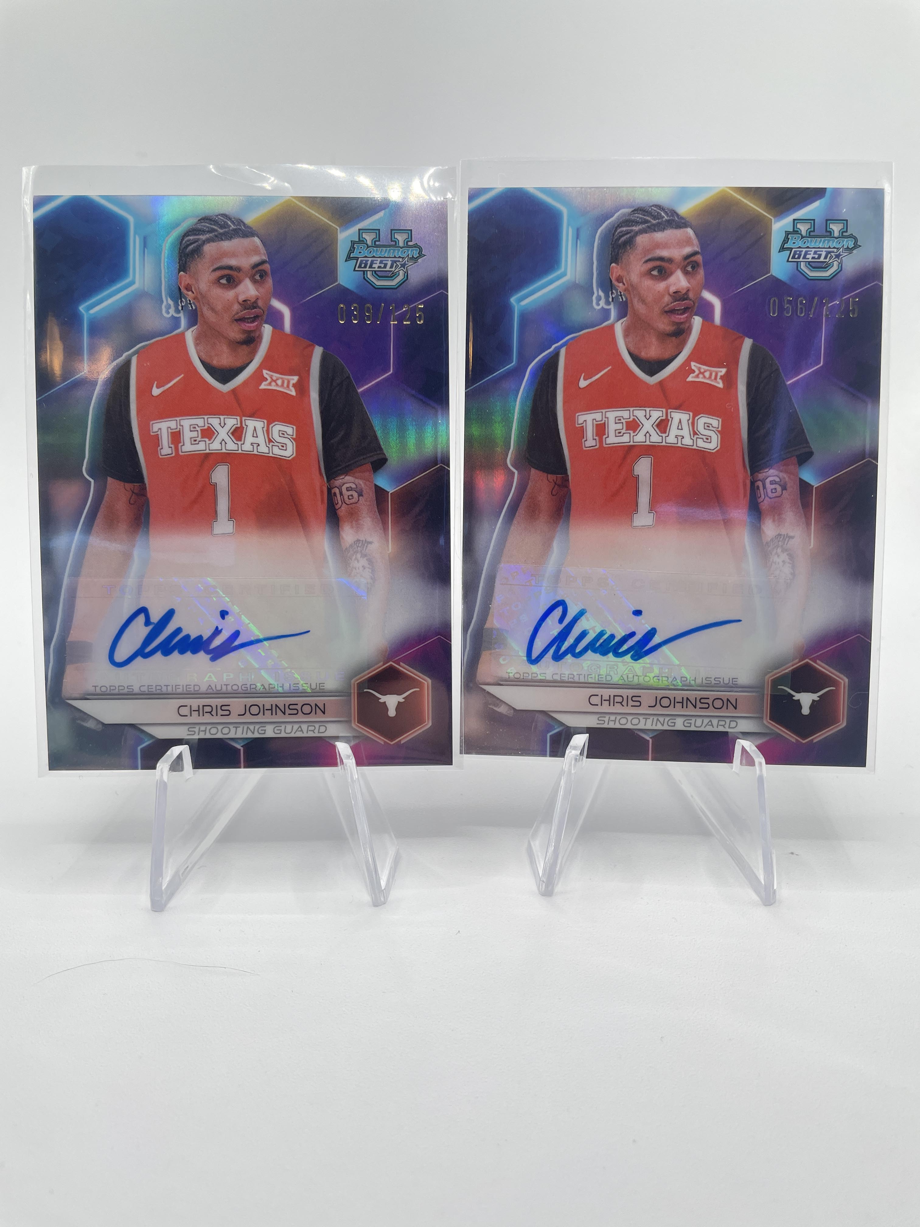 2023-24 Bowman U Best Chris Johnson Refractor Auto /125 + Chrome Auto /250 (x7)