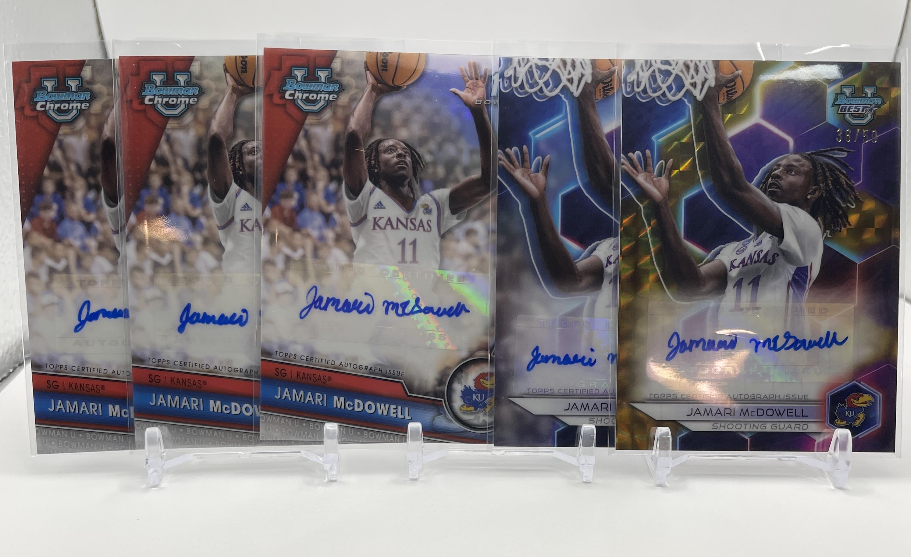 2023-24 Bowman U Best Jamari McDowell Gold Auto /50 + Chrome Auto /250 Set (x5)