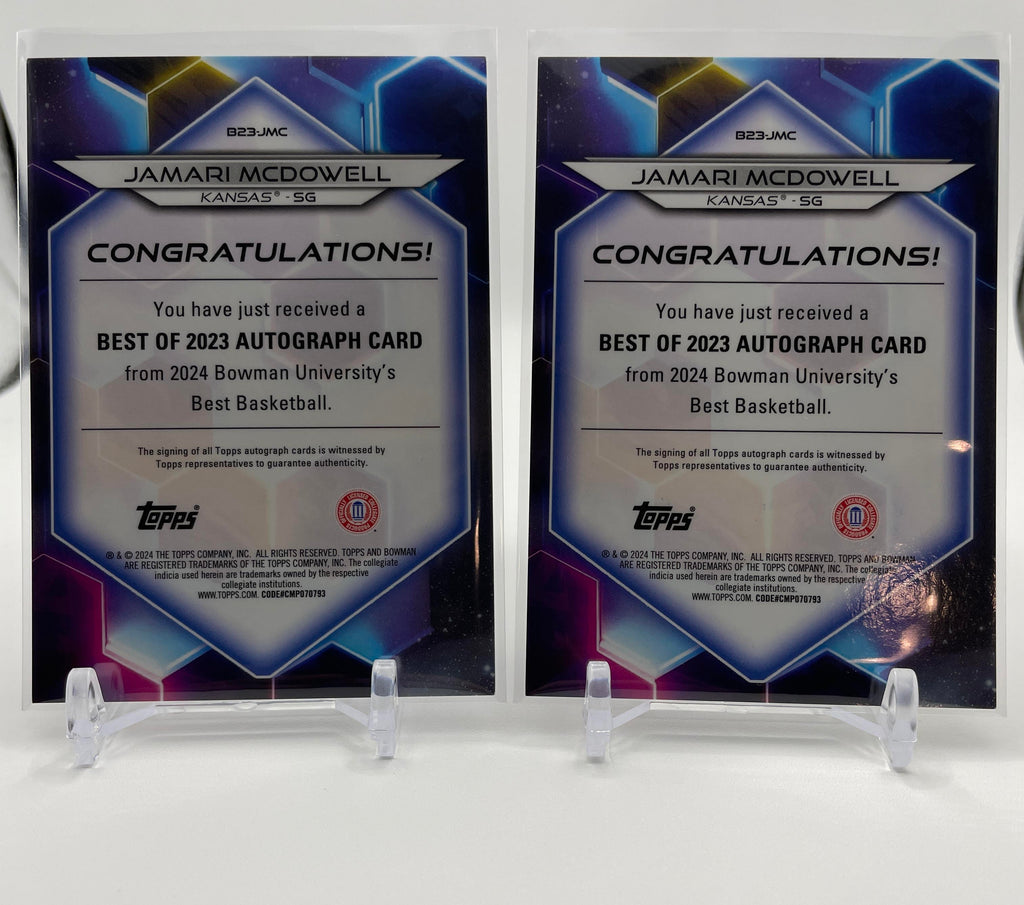 2023-24 Bowman U Best Jamari McDowell Gold Auto /50 + Chrome Auto /250 Set (x5)