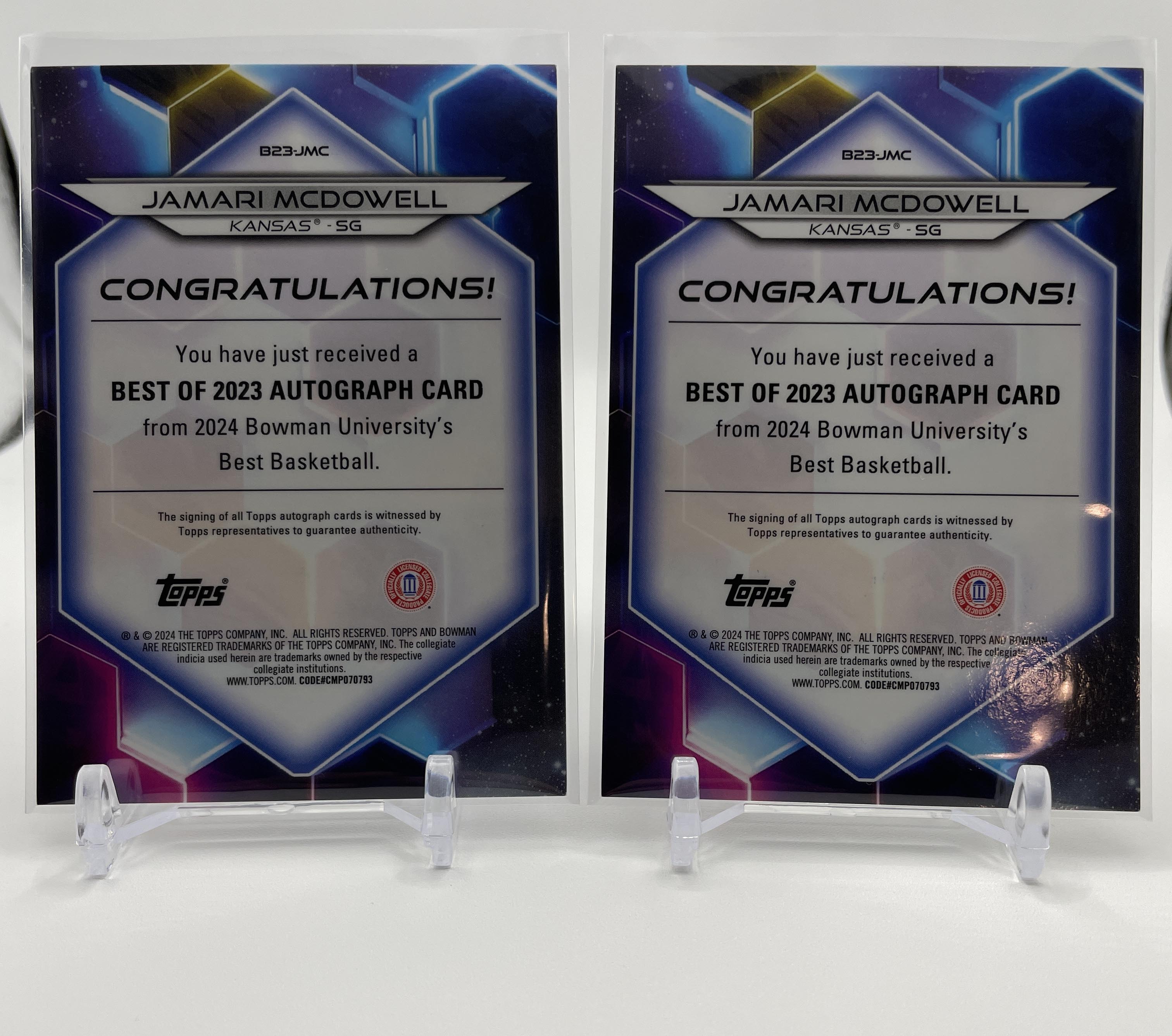 2023-24 Bowman U Best Jamari McDowell Gold Auto /50 + Chrome Auto /250 Set (x5)