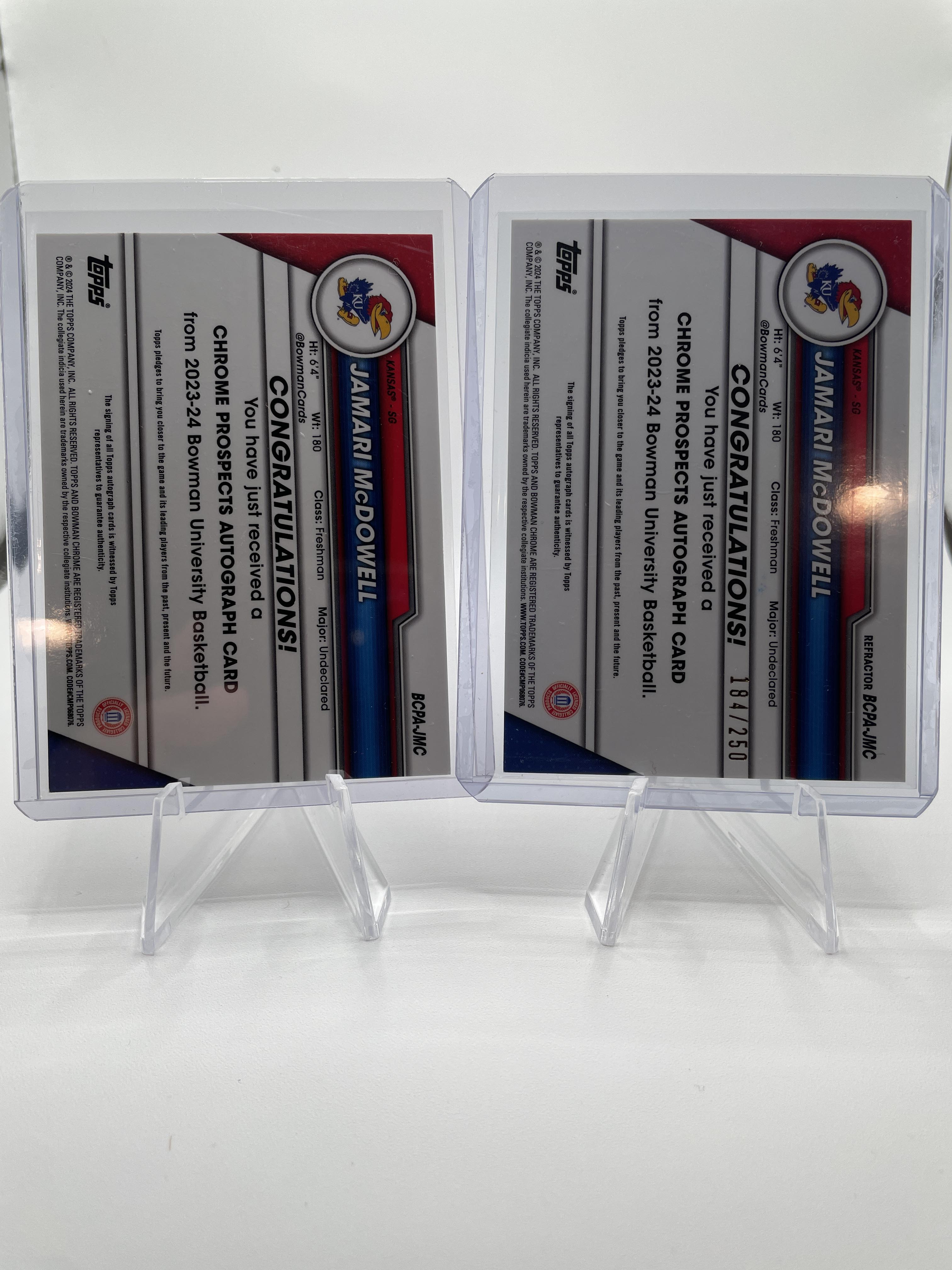 2023-24 Bowman U Best Jamari McDowell Gold Auto /50 + Chrome Auto /250 Set (x5)