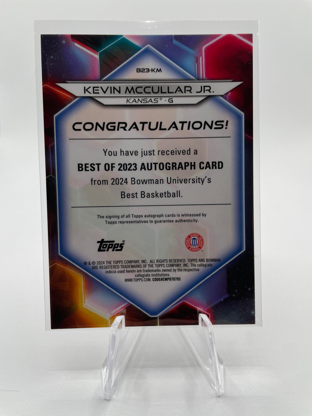 2023-24 Bowman U Best Kevin McCullar Gold Refractor Auto /50 + Gold /50 Set (x4)