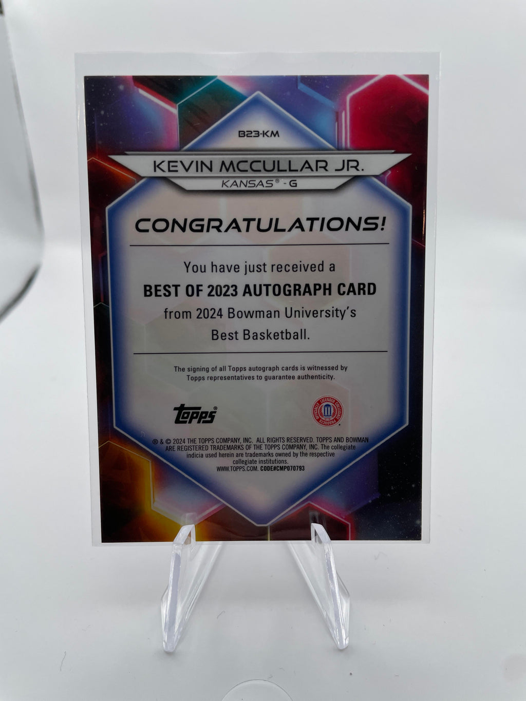 2023-24 Bowman U Best Kevin McCullar Gold Refractor Auto /50 + Gold /50 Set (x4)