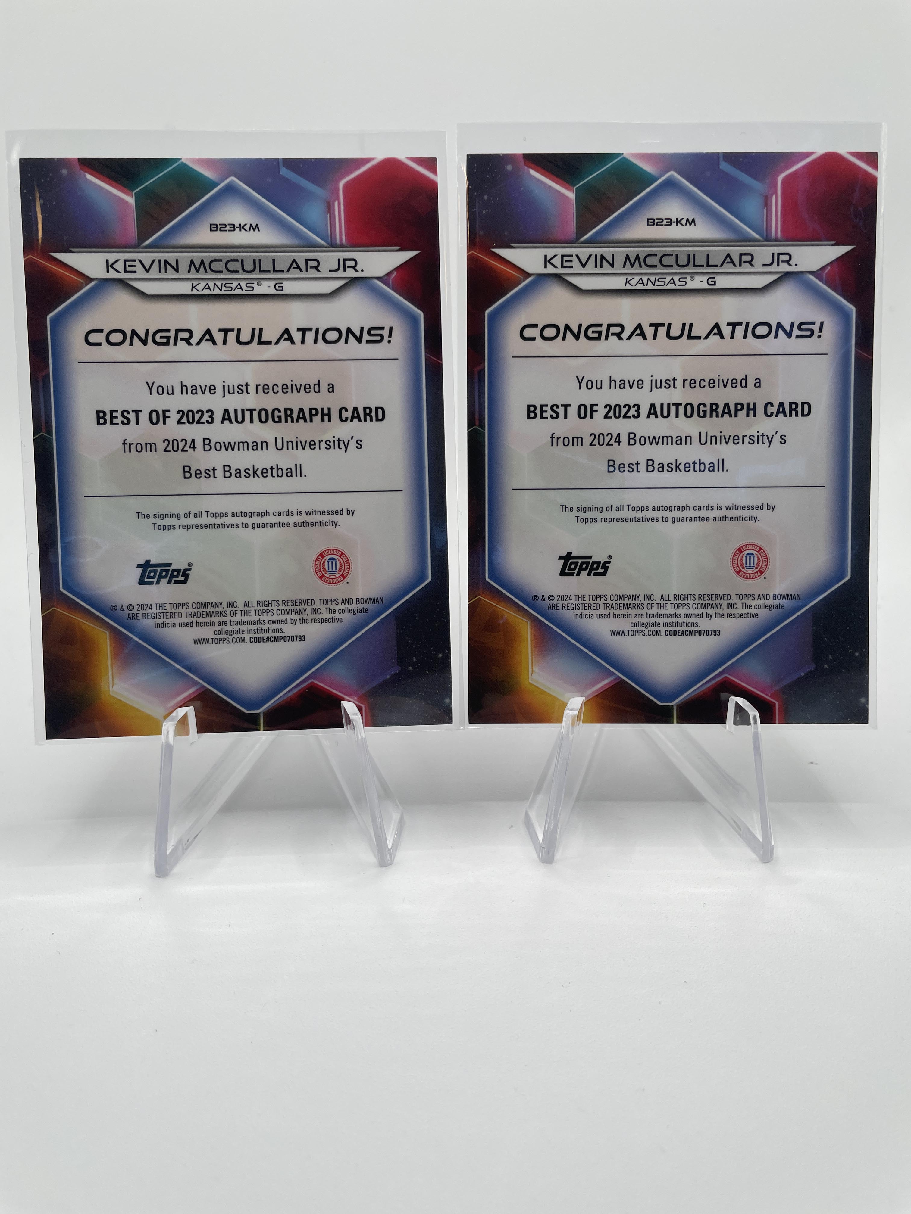 2023-24 Bowman U Best Kevin McCullar Refractor Auto /125 (x2) Green /99 /100