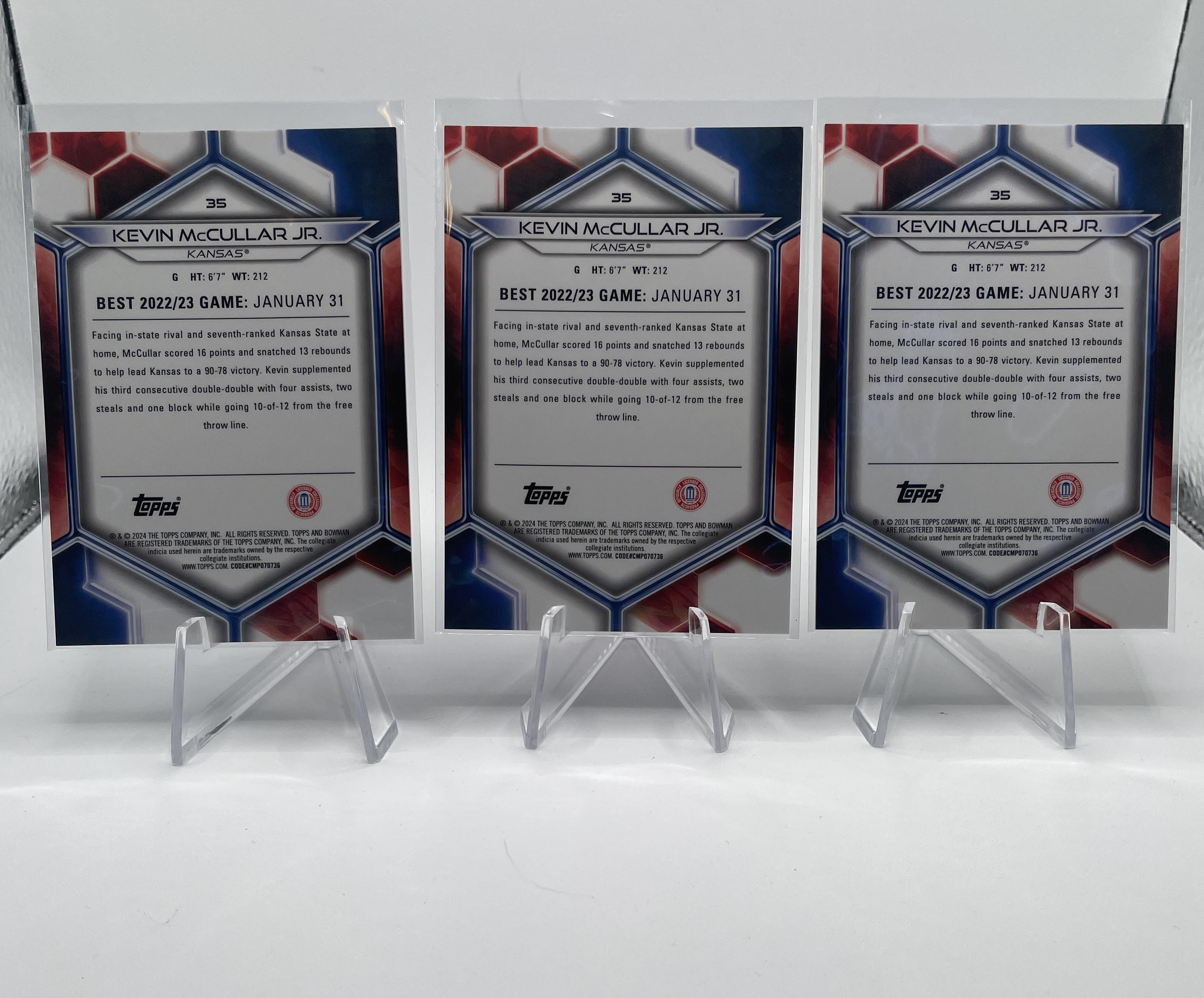2023-24 Bowman U Best Kevin McCullar Refractor Auto /125 (x2) Green /99 /100