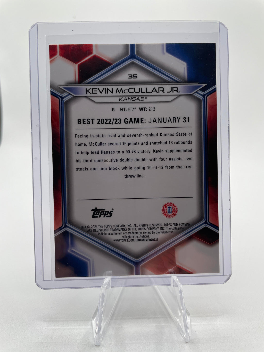 2023-24 Bowman U Best Kevin McCullar Refractor Auto /125 (x2) Green /99 /100