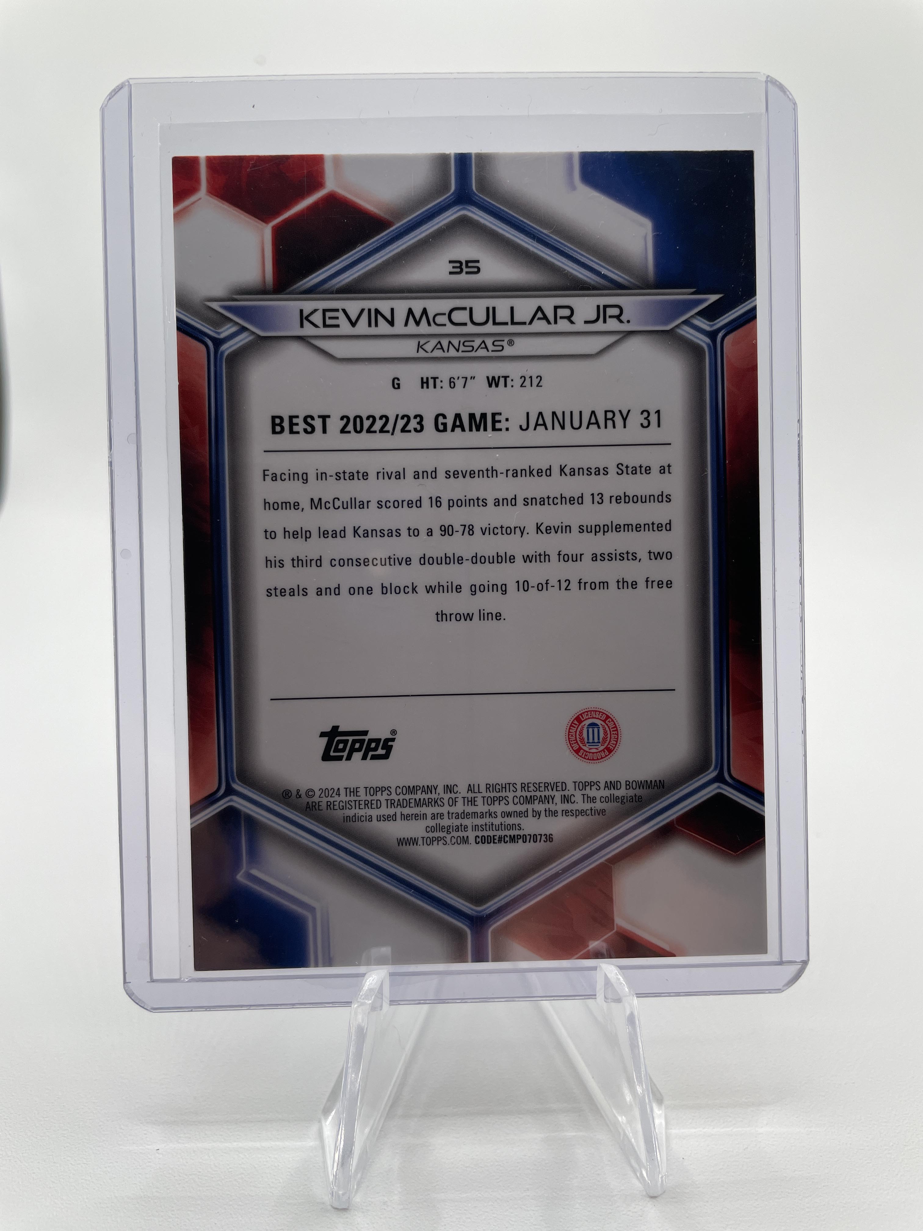 2023-24 Bowman U Best Kevin McCullar Refractor Auto /125 (x2) Green /99 /100