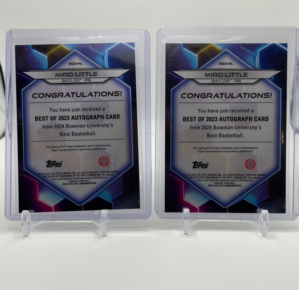 2023-24 Bowman U Best Miro Little Gold Refractor Auto /50 + Teal /15 Orange /25