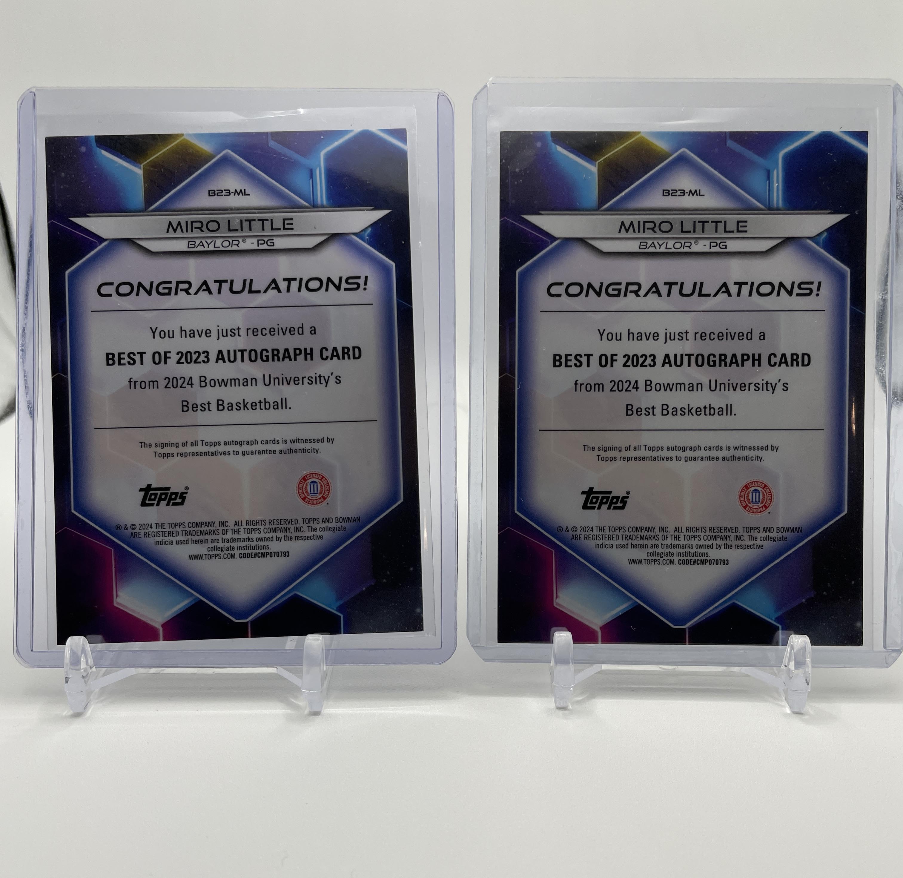 2023-24 Bowman U Best Miro Little Gold Refractor Auto /50 + Teal /15 Orange /25