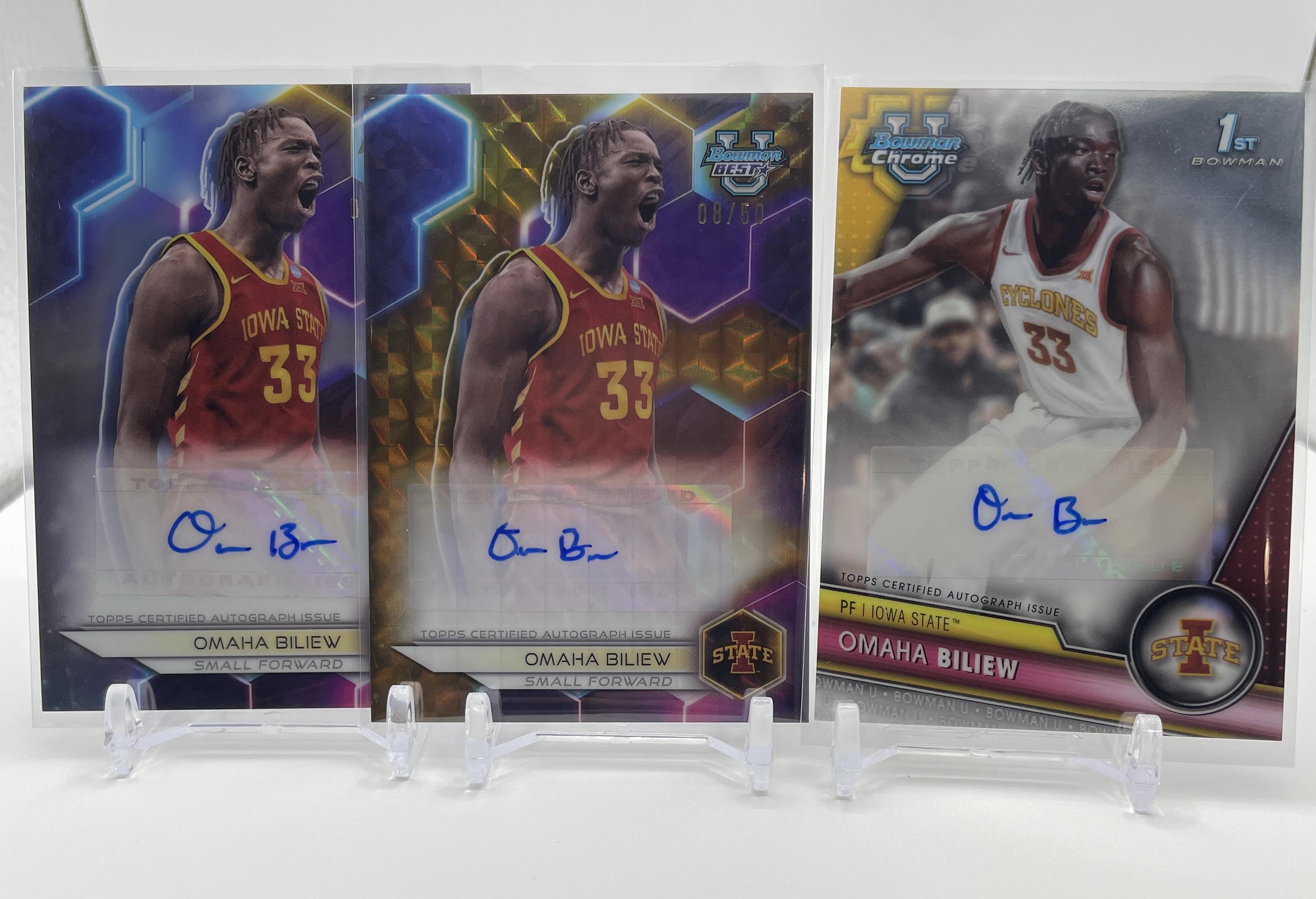 2023-24 Bowman U Best Omaha Biliew Gold Refractor Auto /50 + /125 & Chrome Auto
