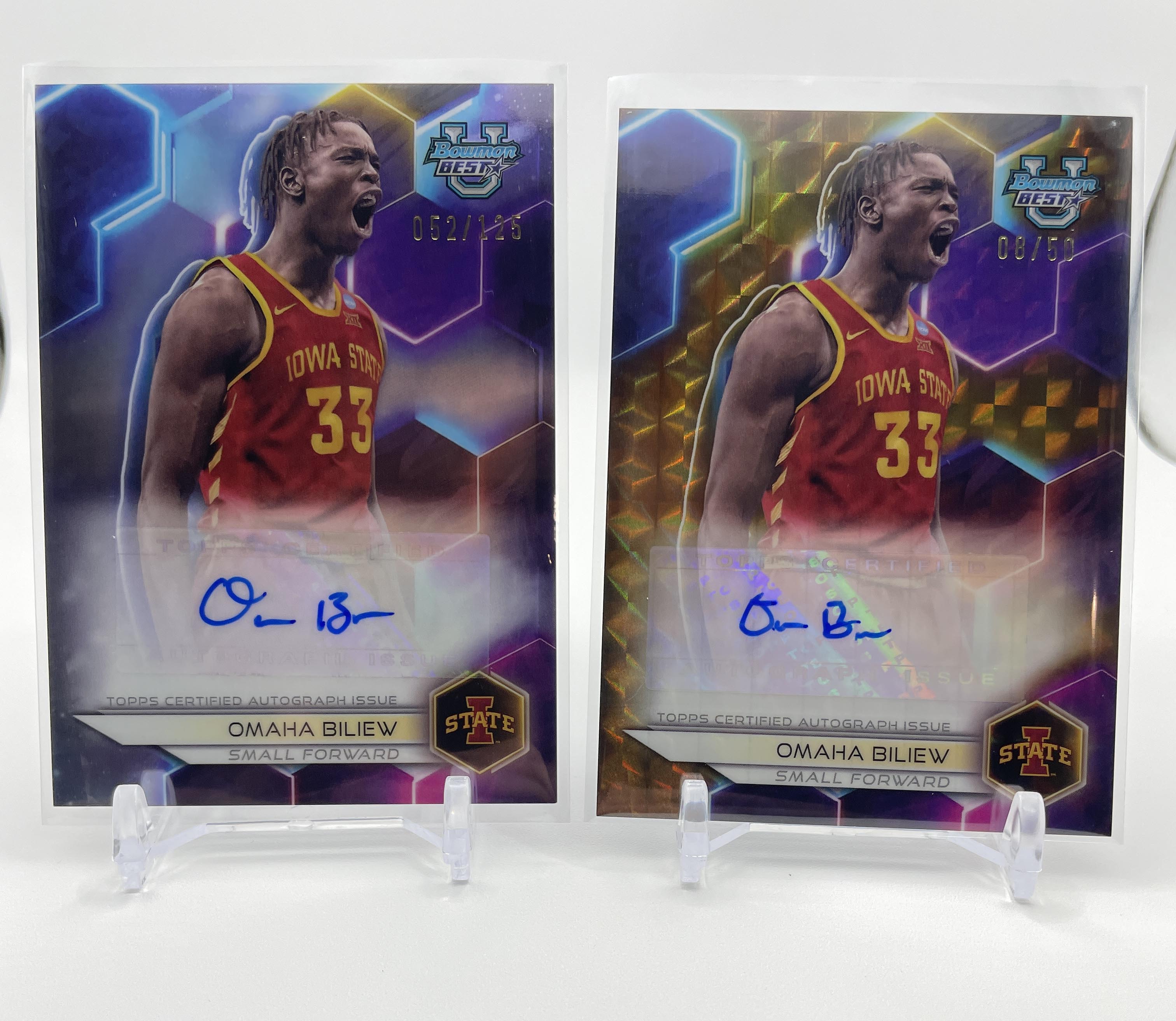 2023-24 Bowman U Best Omaha Biliew Gold Refractor Auto /50 + /125 & Chrome Auto