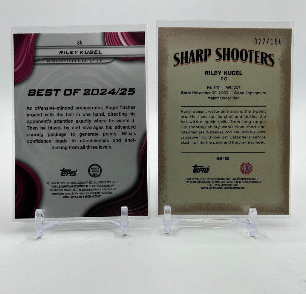 2023-24 Bowman U Best Riley Kugel Purple Refractor /250 + Sharpshooter Lava /150