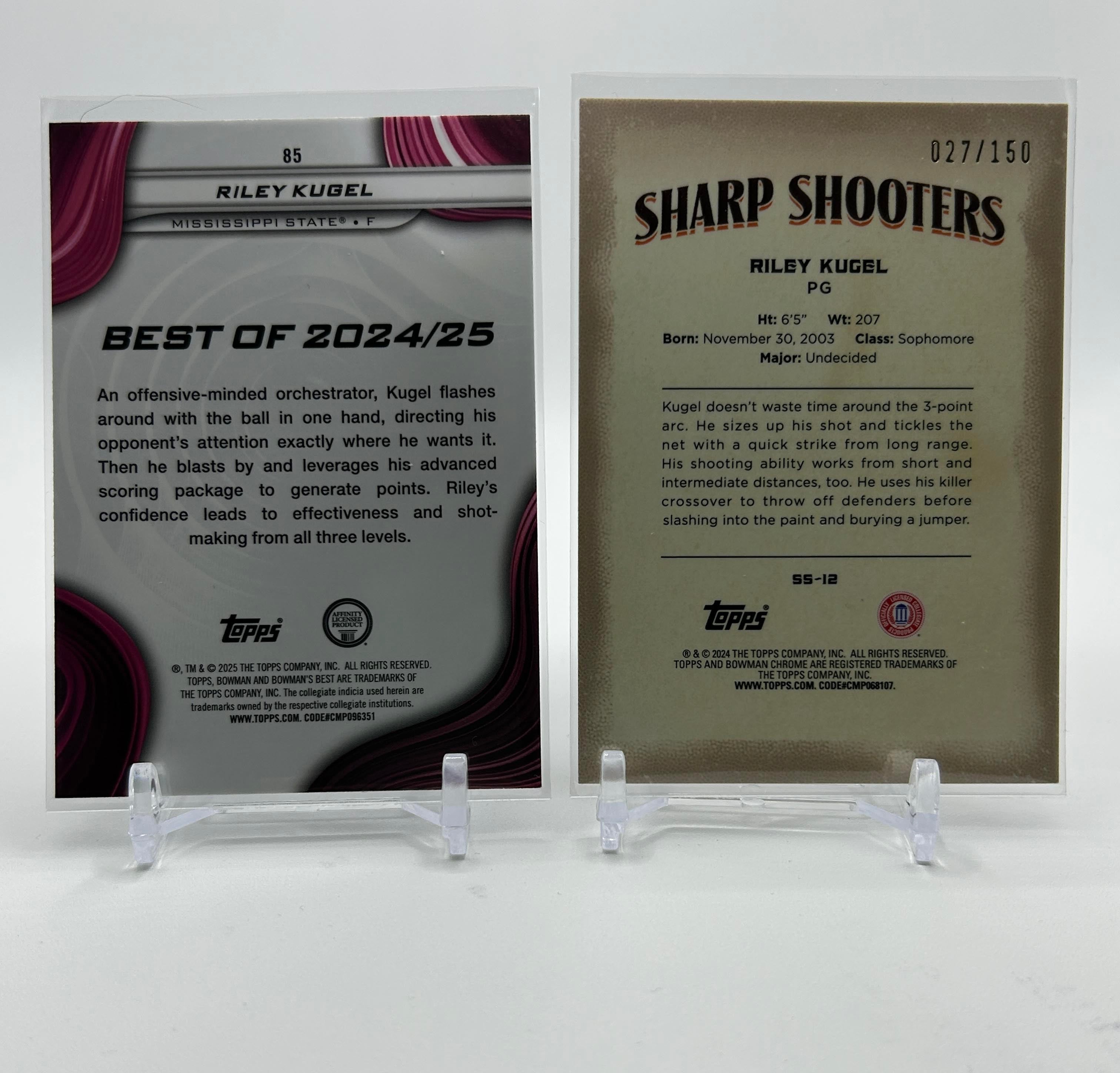 2023-24 Bowman U Best Riley Kugel Purple Refractor /250 + Sharpshooter Lava /150