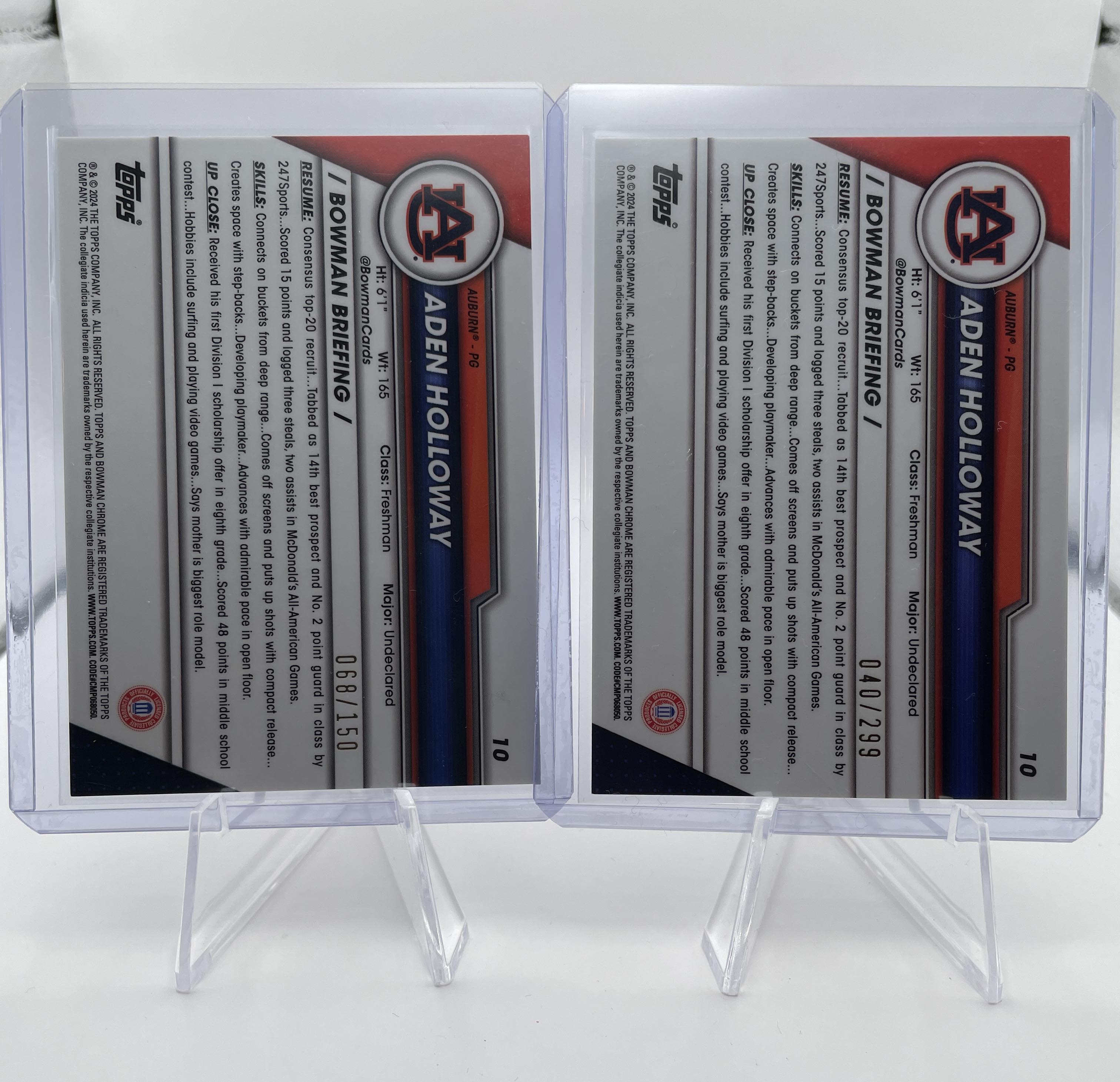 2023-24 Bowman U Chrome Aden Holloway Blue /199 + Aqua /299 + Green /99 (x19)
