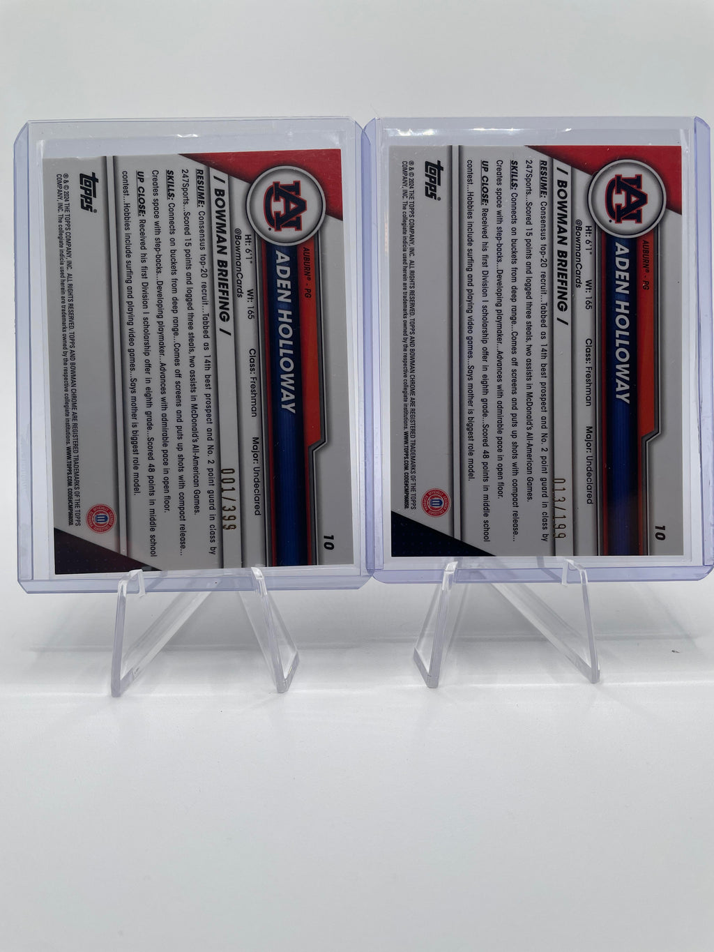 2023-24 Bowman U Chrome Aden Holloway Blue /199 + Aqua /299 + Green /99 (x19)