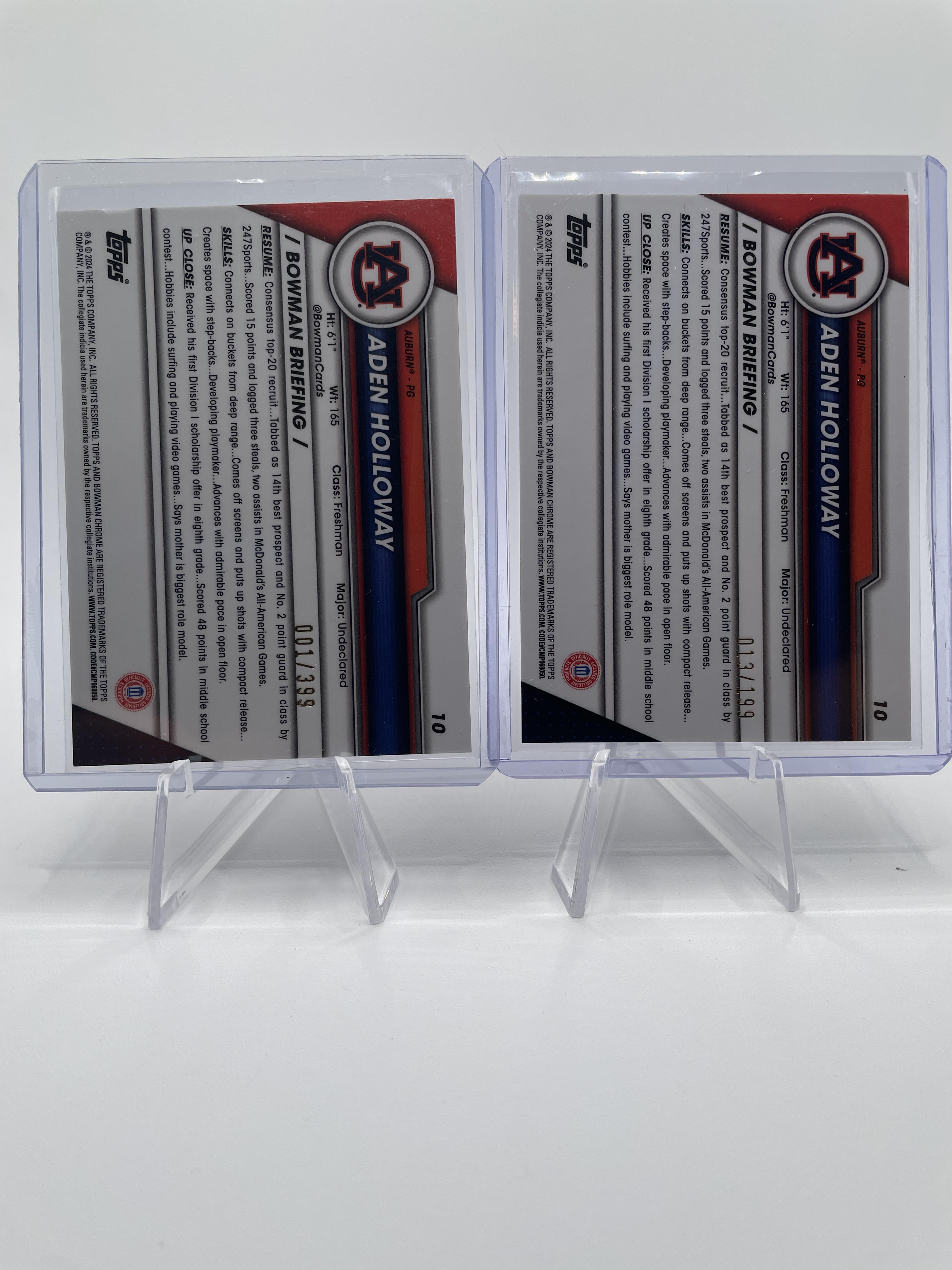 2023-24 Bowman U Chrome Aden Holloway Blue /199 + Aqua /299 + Green /99 (x19)