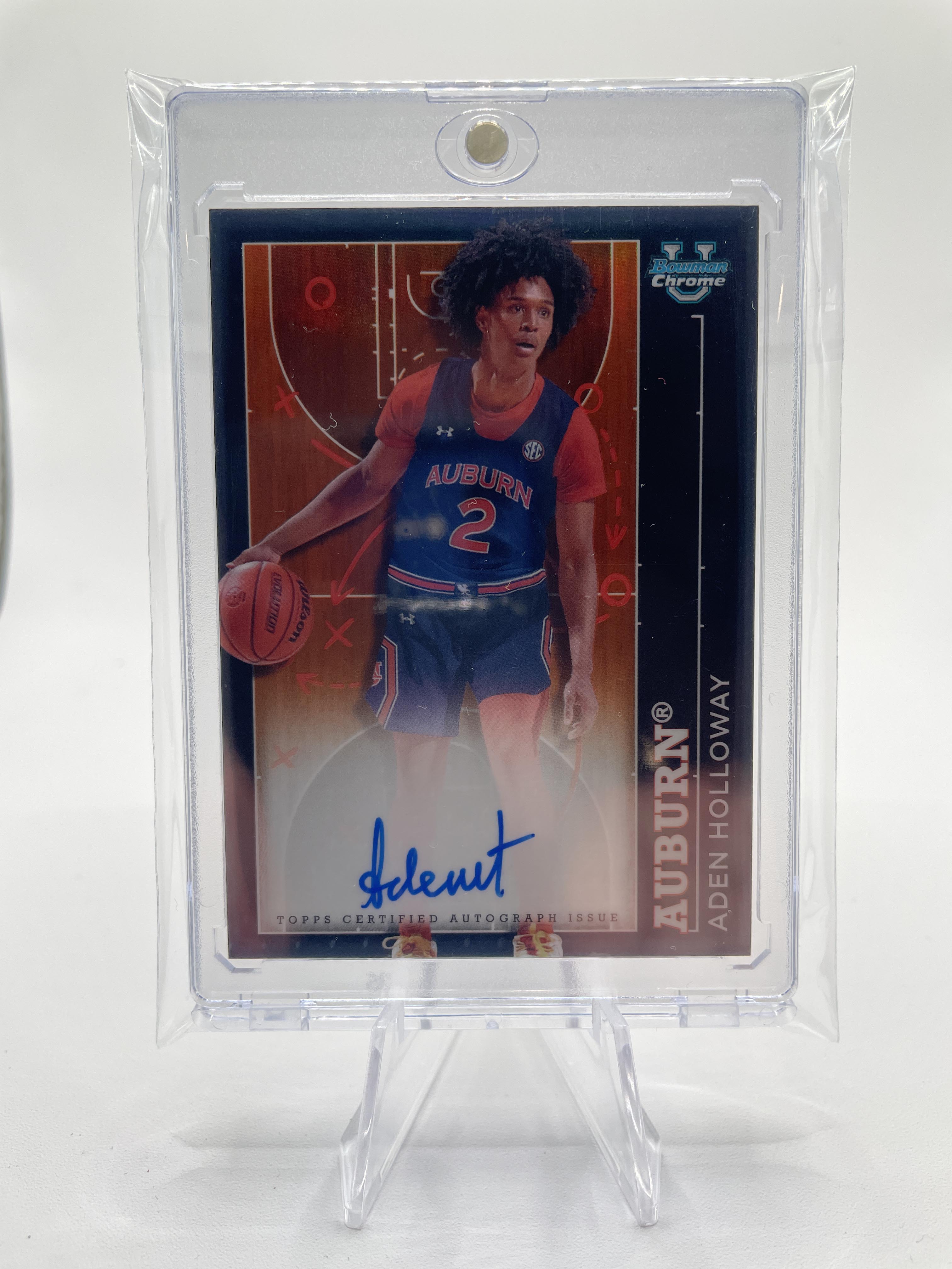 2023-24 Bowman U Chrome Aden Holloway Playmaker Orange Refractor Auto /25