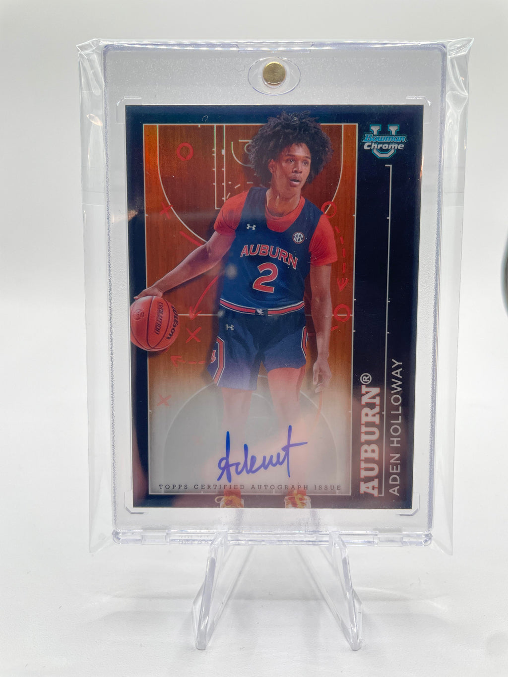 2023-24 Bowman U Chrome Aden Holloway Playmaker Orange Refractor Auto /25