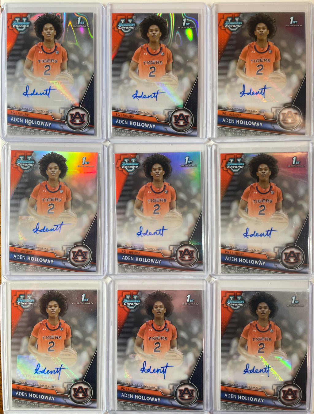 2023-24 Bowman U Chrome Aden Holloway Refractor Auto /199 /250 +Base Auto (x9)