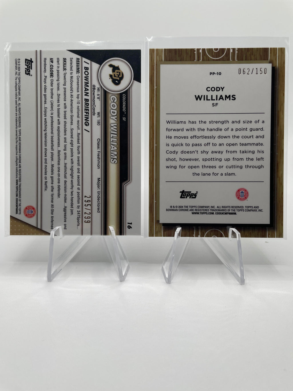 2023-24 Bowman U Chrome Cody Williams Orange /25 Gold /50 Yellow /75 Set (x12)
