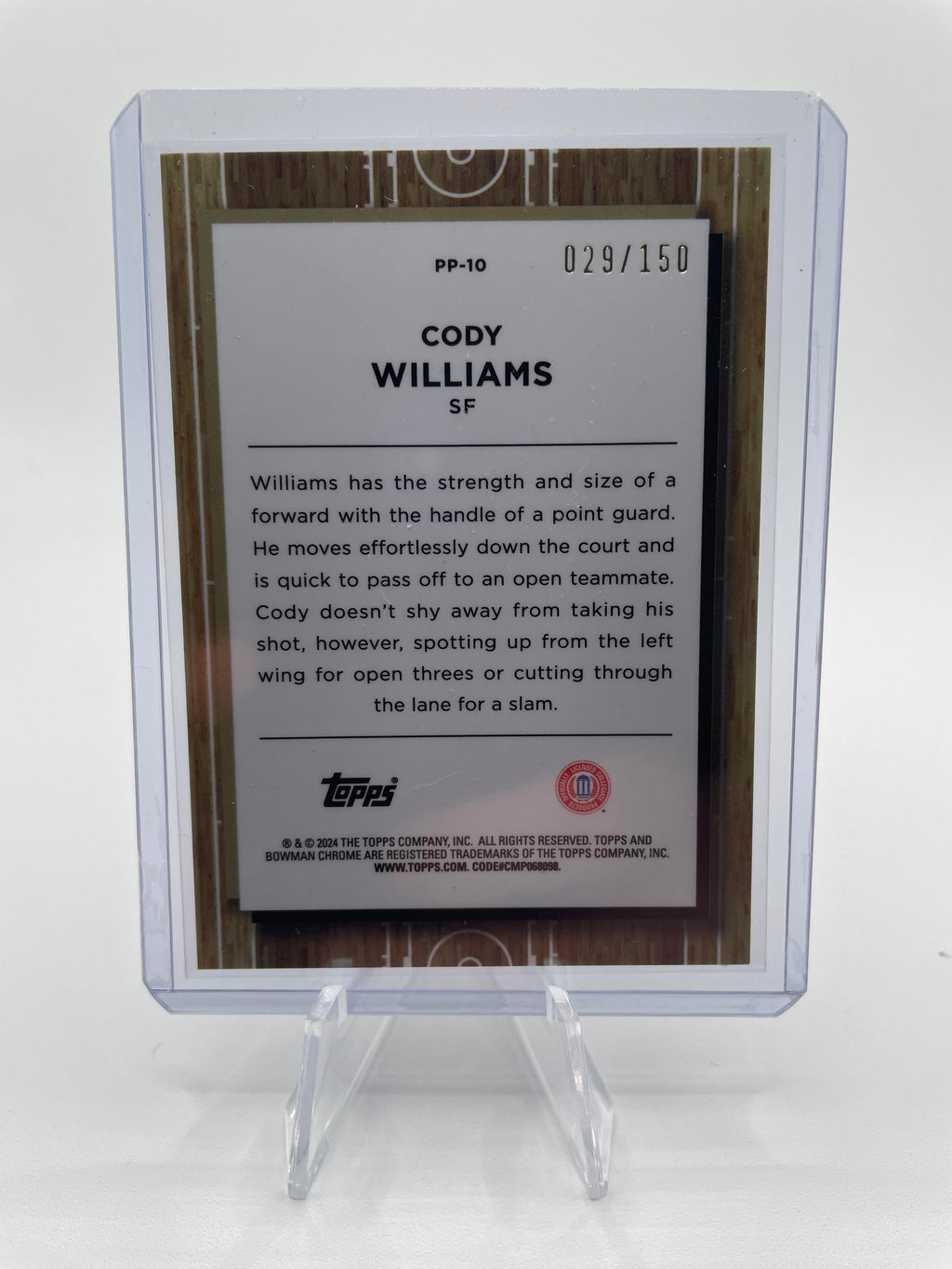 2023-24 Bowman U Chrome Cody Williams Orange /25 Gold /50 Yellow /75 Set (x12)
