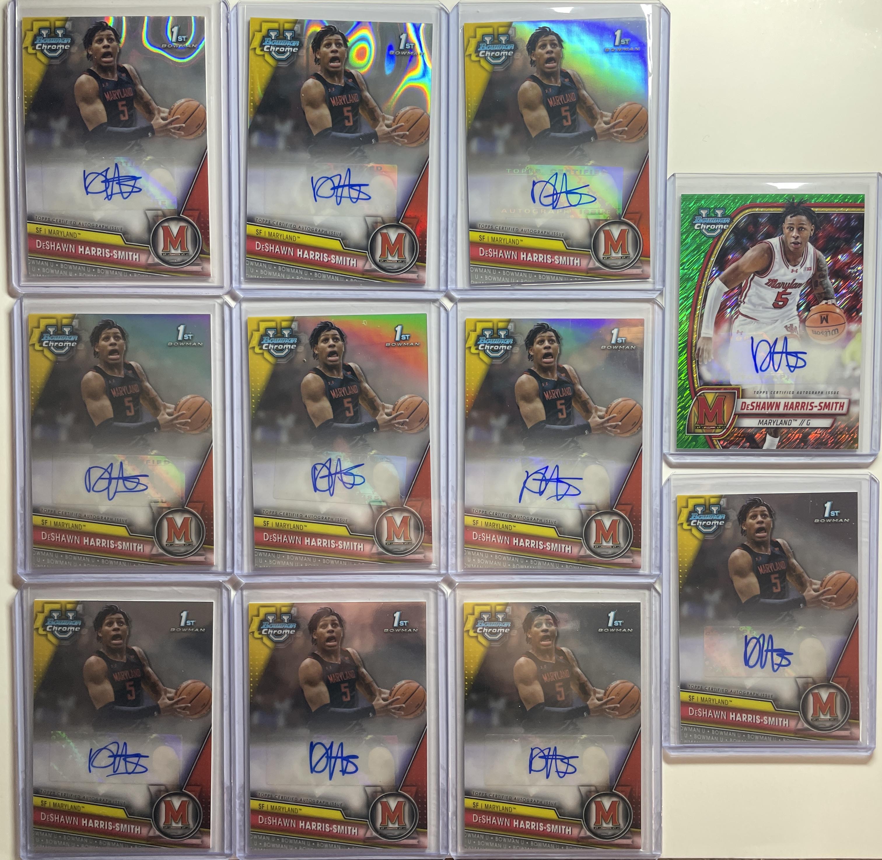 2023-24 Bowman U Chrome DeShawn Harris-Smith Refractor Auto /199 /250 Set (x11)