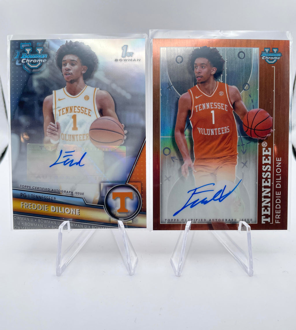 2023-24 Bowman U Chrome Freddie Dilione Refractor Auto /250 + Playmakers Auto SP