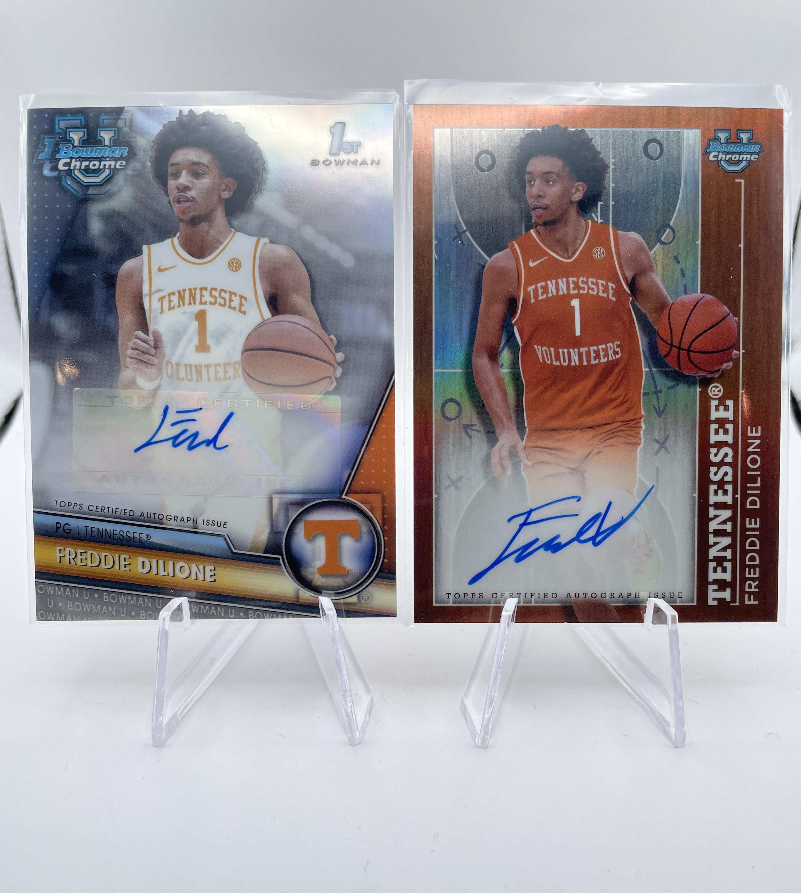 2023-24 Bowman U Chrome Freddie Dilione Refractor Auto /250 + Playmakers Auto SP