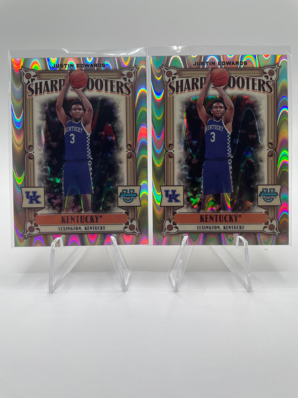 2023-24 Bowman U Chrome Justin Edwards Pink /100 Aqua /150 Wave /150 Set (x12)