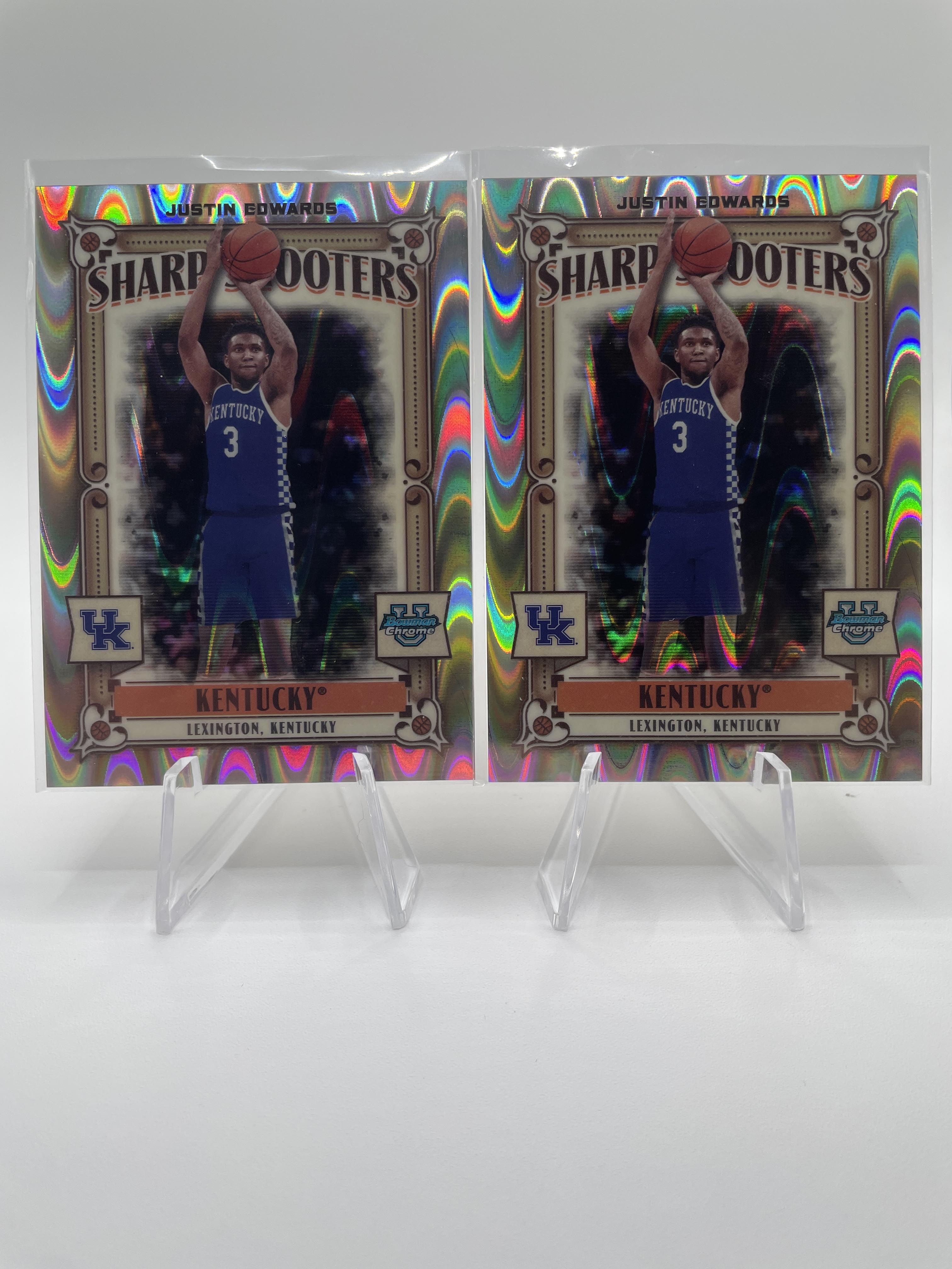 2023-24 Bowman U Chrome Justin Edwards Pink /100 Aqua /150 Wave /150 Set (x12)