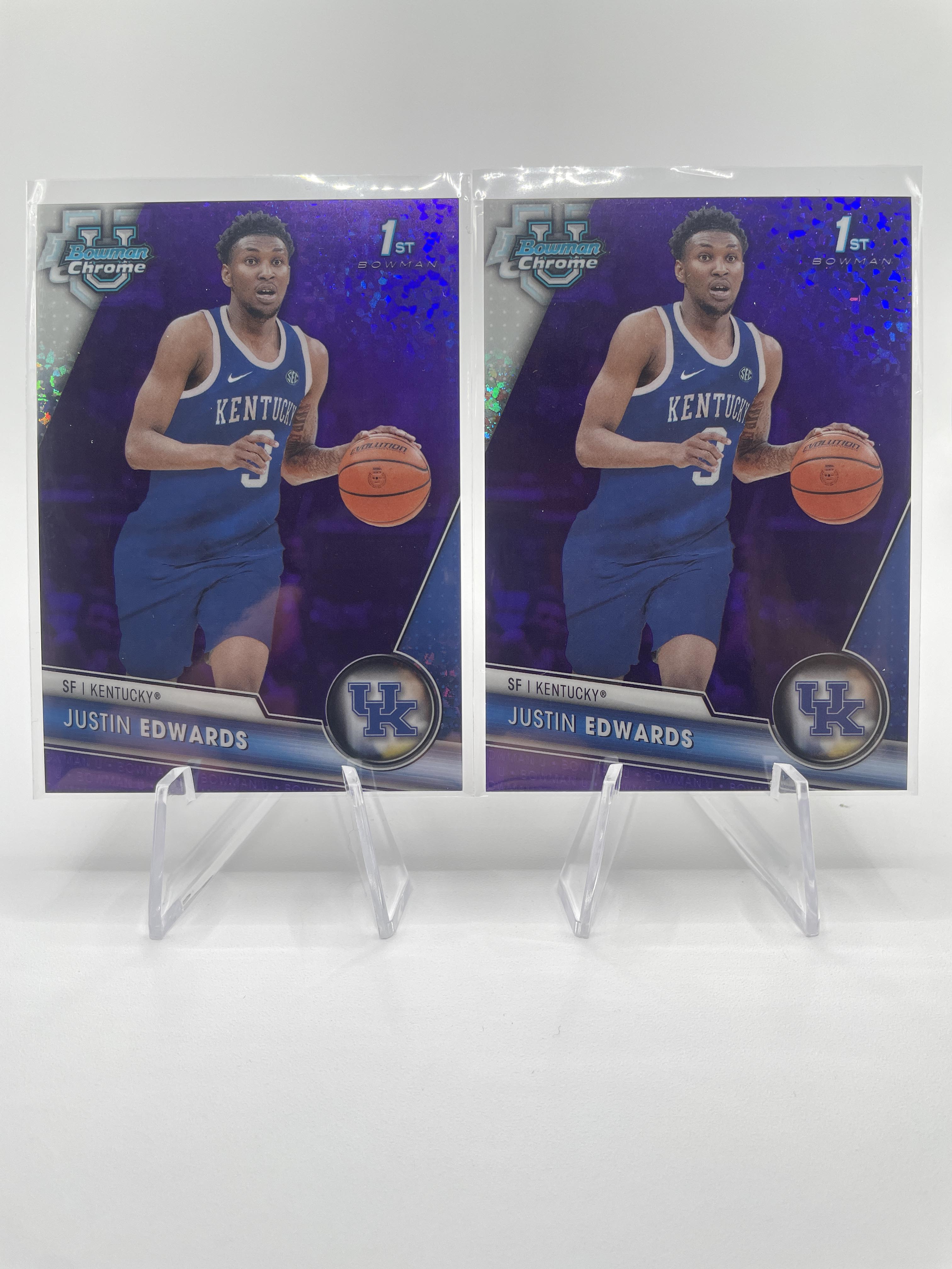 2023-24 Bowman U Chrome Justin Edwards Pink /100 Aqua /150 Wave /150 Set (x12)