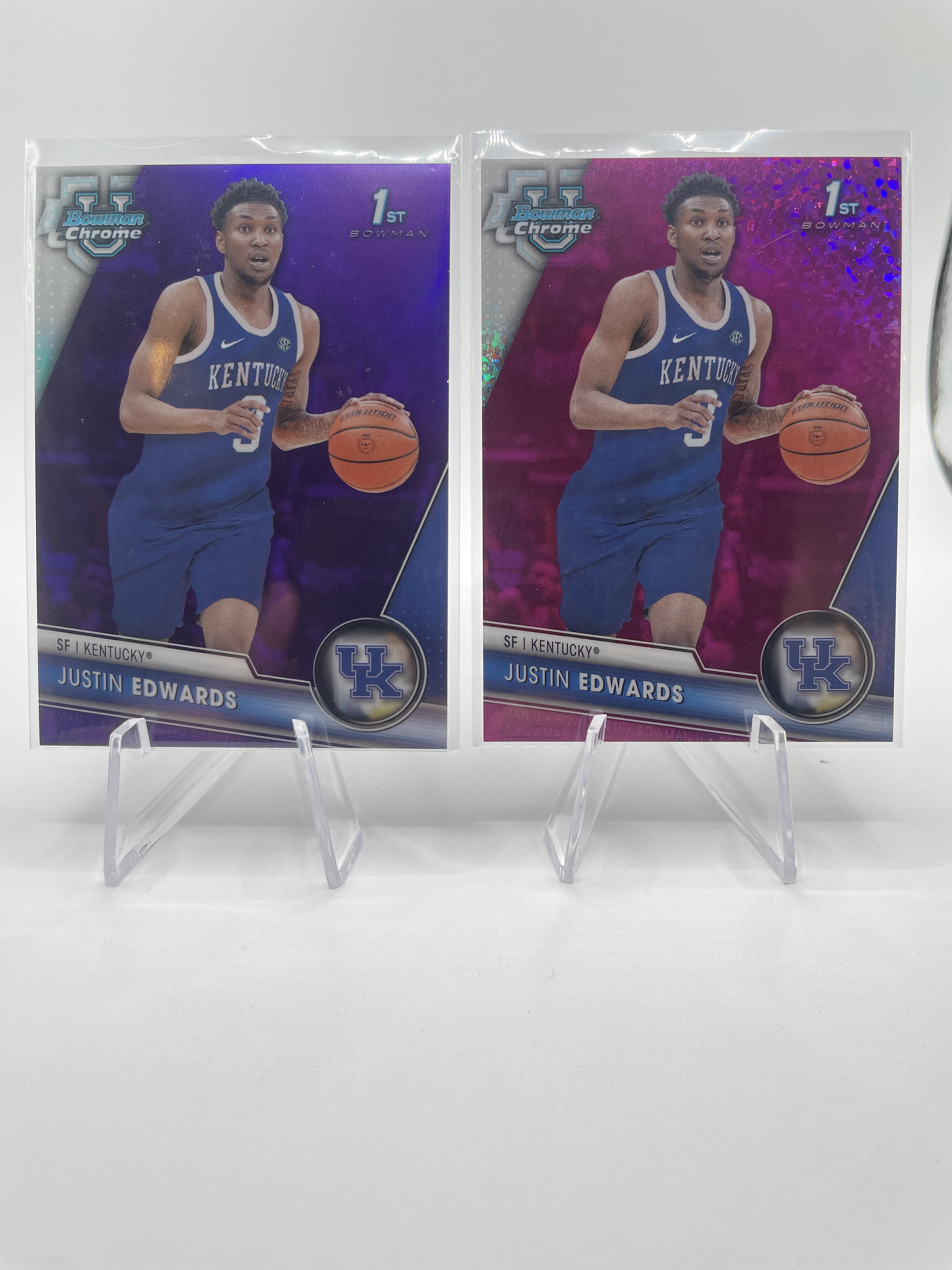 2023-24 Bowman U Chrome Justin Edwards Pink /100 Aqua /150 Wave /150 Set (x12)