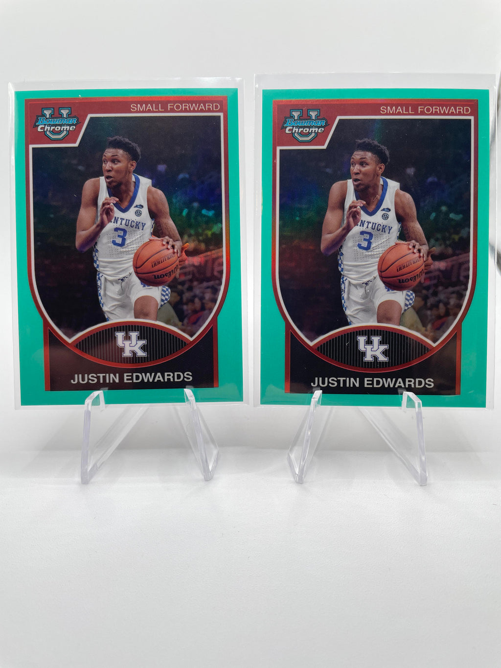 2023-24 Bowman U Chrome Justin Edwards Pink /100 Aqua /150 Wave /150 Set (x12)