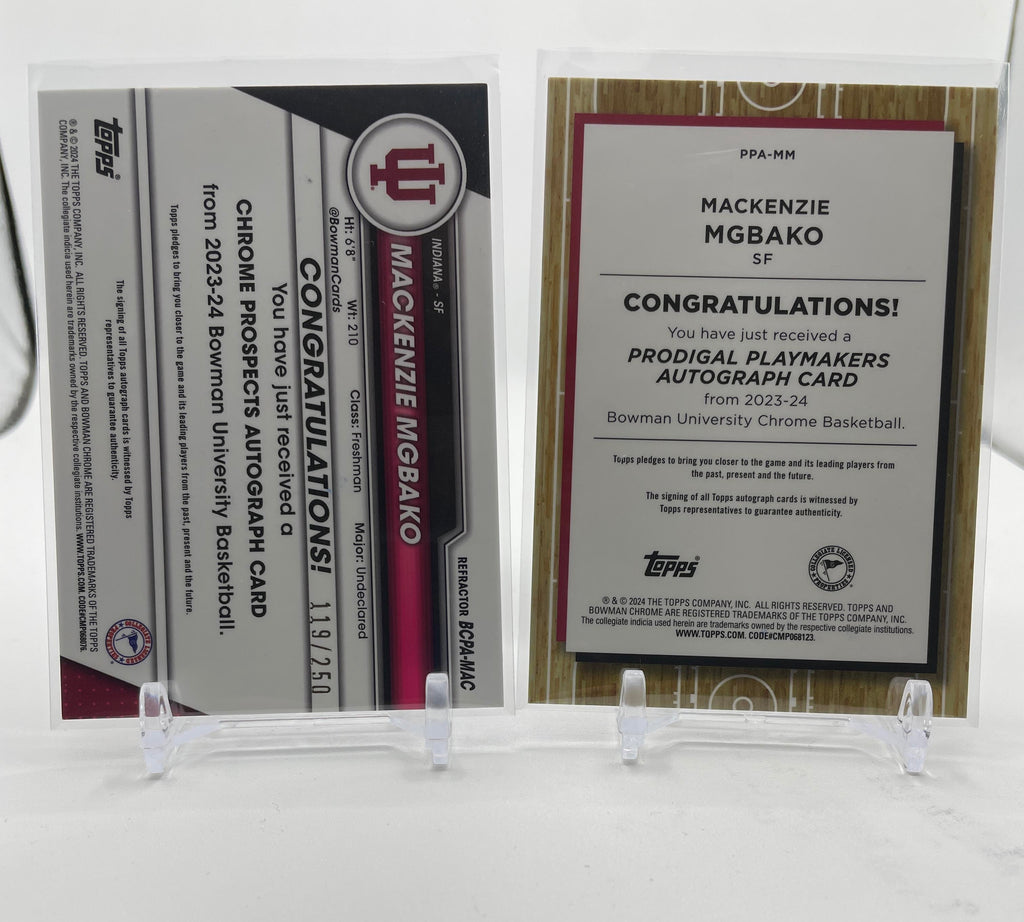 2023-24 Bowman U Chrome Mackenzie MgBako Refractor Auto /250 + Playmakers Auto