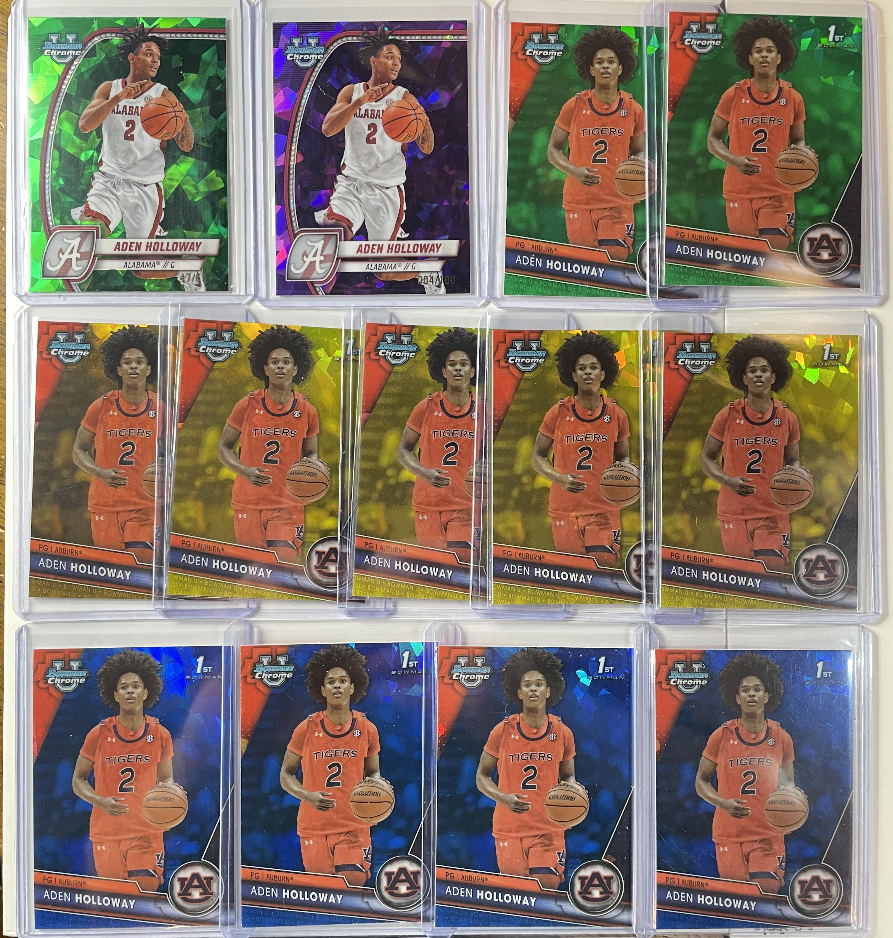 2023-24 Bowman U Chrome Sapphire Aden Holloway Gold /50 + Yellow /75 Set (x13)