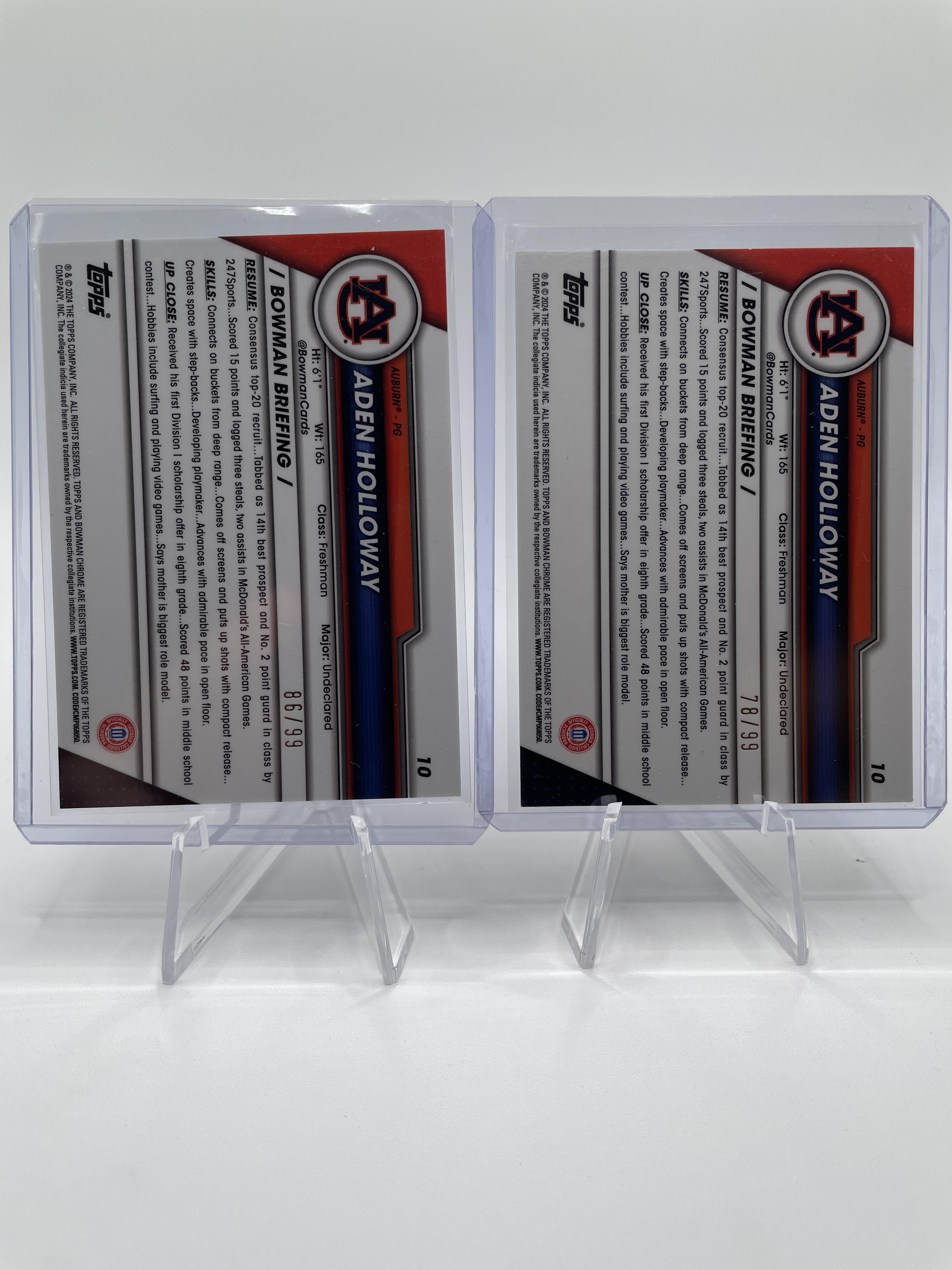 2023-24 Bowman U Chrome Sapphire Aden Holloway Gold /50 + Yellow /75 Set (x13)