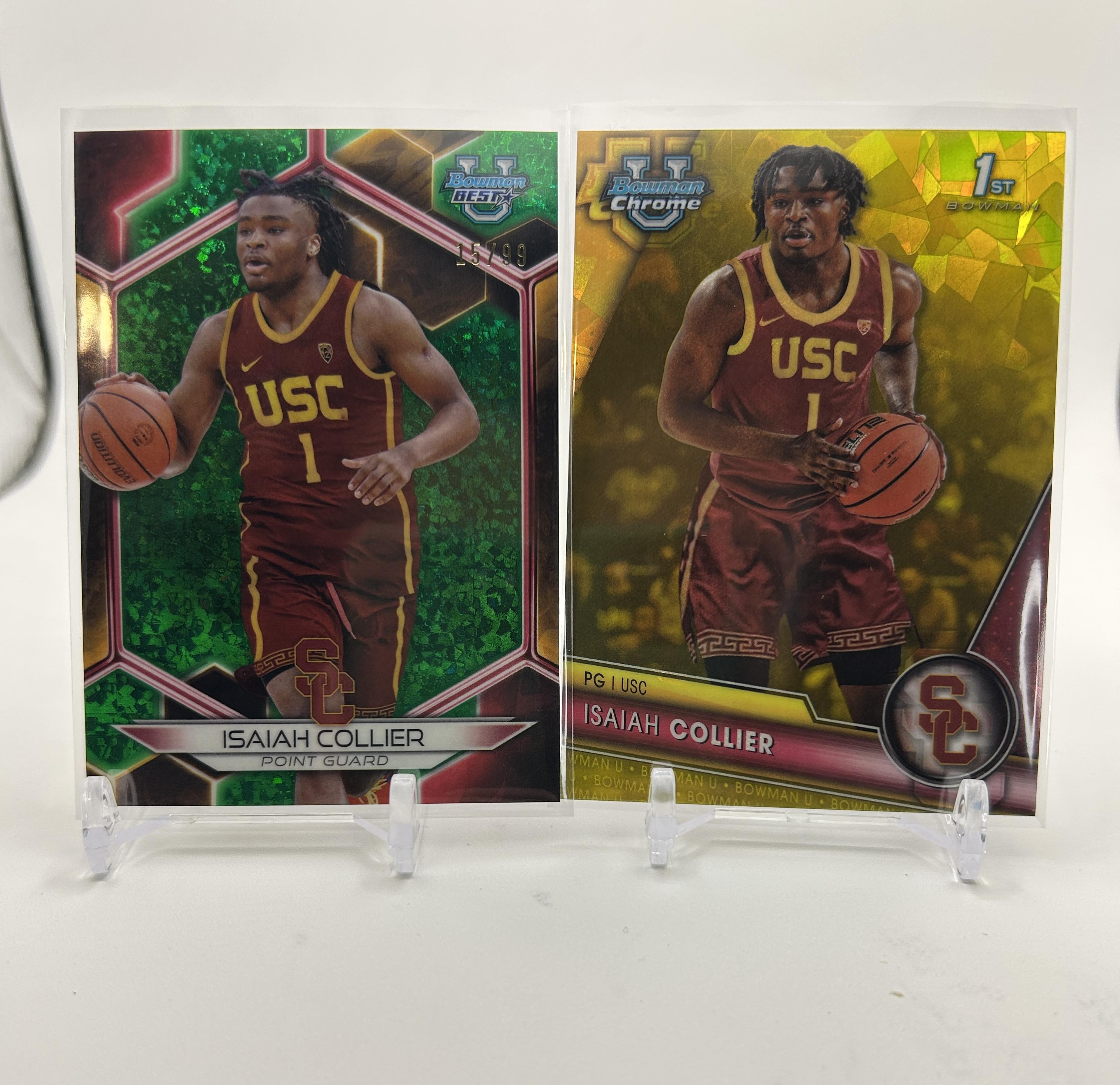 2023-24 Bowman U Chrome Sapphire Isaiah Collier Yellow /75 + Green Refractor /99