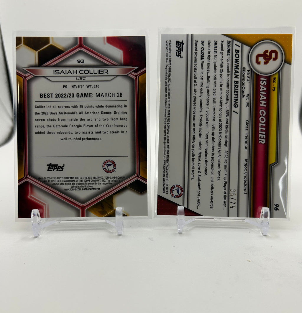 2023-24 Bowman U Chrome Sapphire Isaiah Collier Yellow /75 + Green Refractor /99