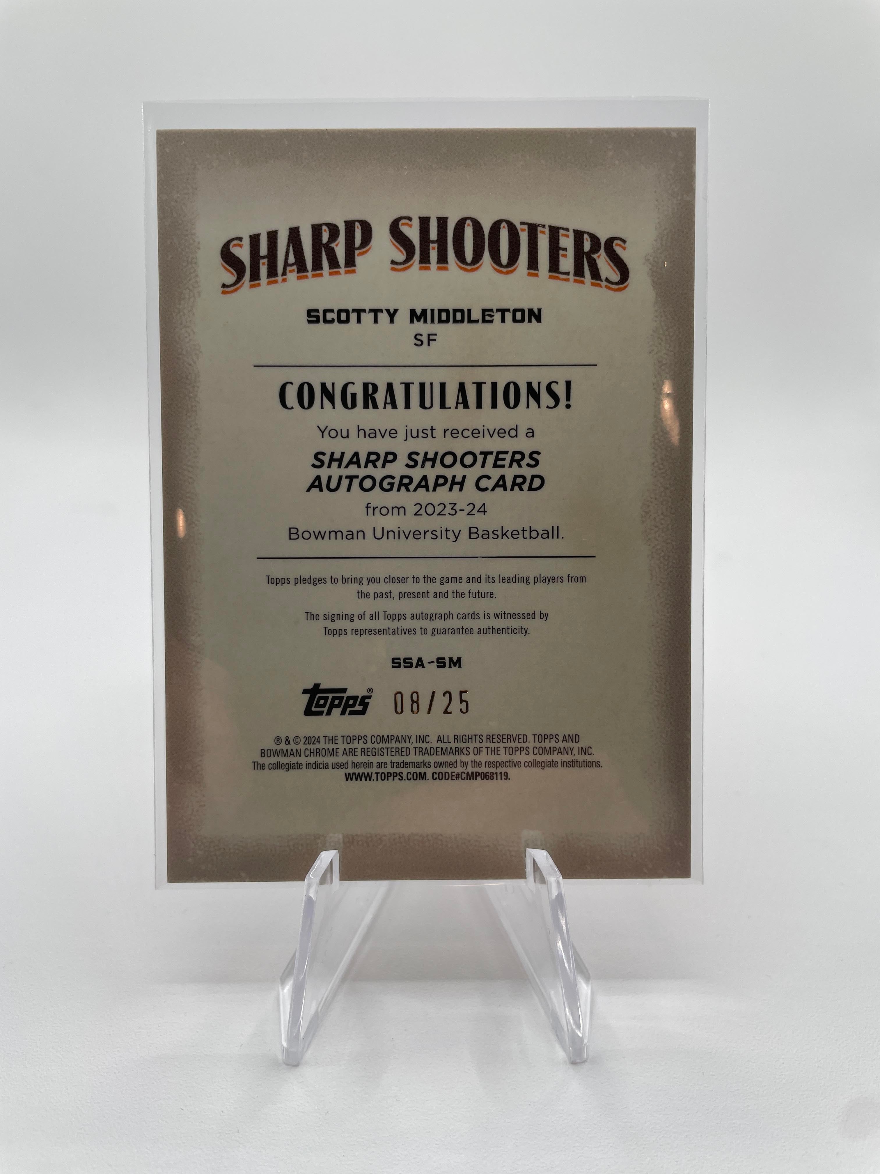 2023-24 Bowman U Chrome Scotty Middleton Sharpshooters Orange Auto /25