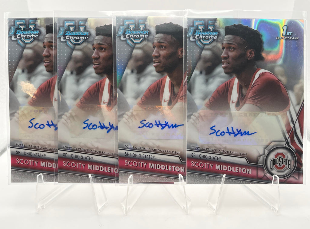 2023-24 Bowman U Chrome Scotty Middleton Wave Refractor Auto /199 /250 Set (x4)